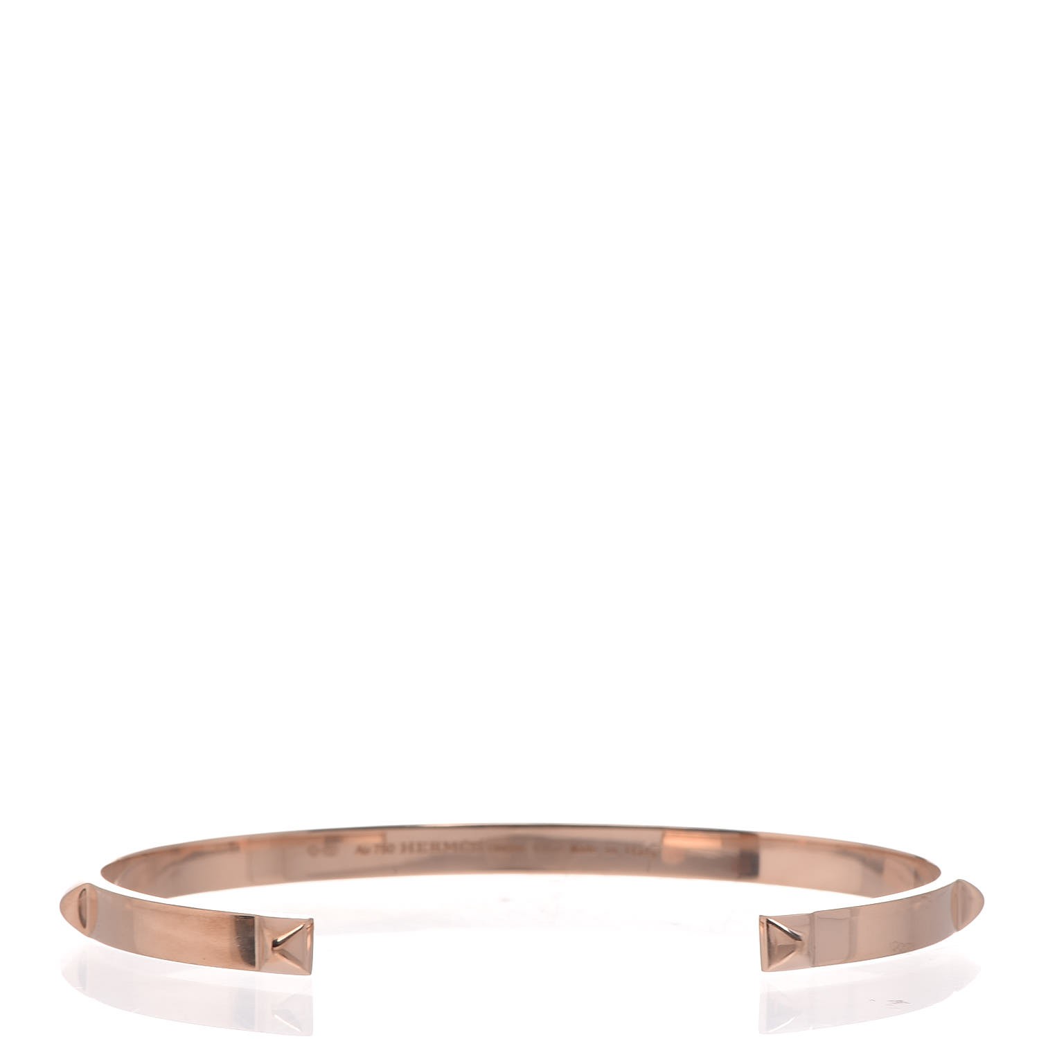 HERMES 18K Rose Gold Mini Clous Bracelet 331920 | FASHIONPHILE