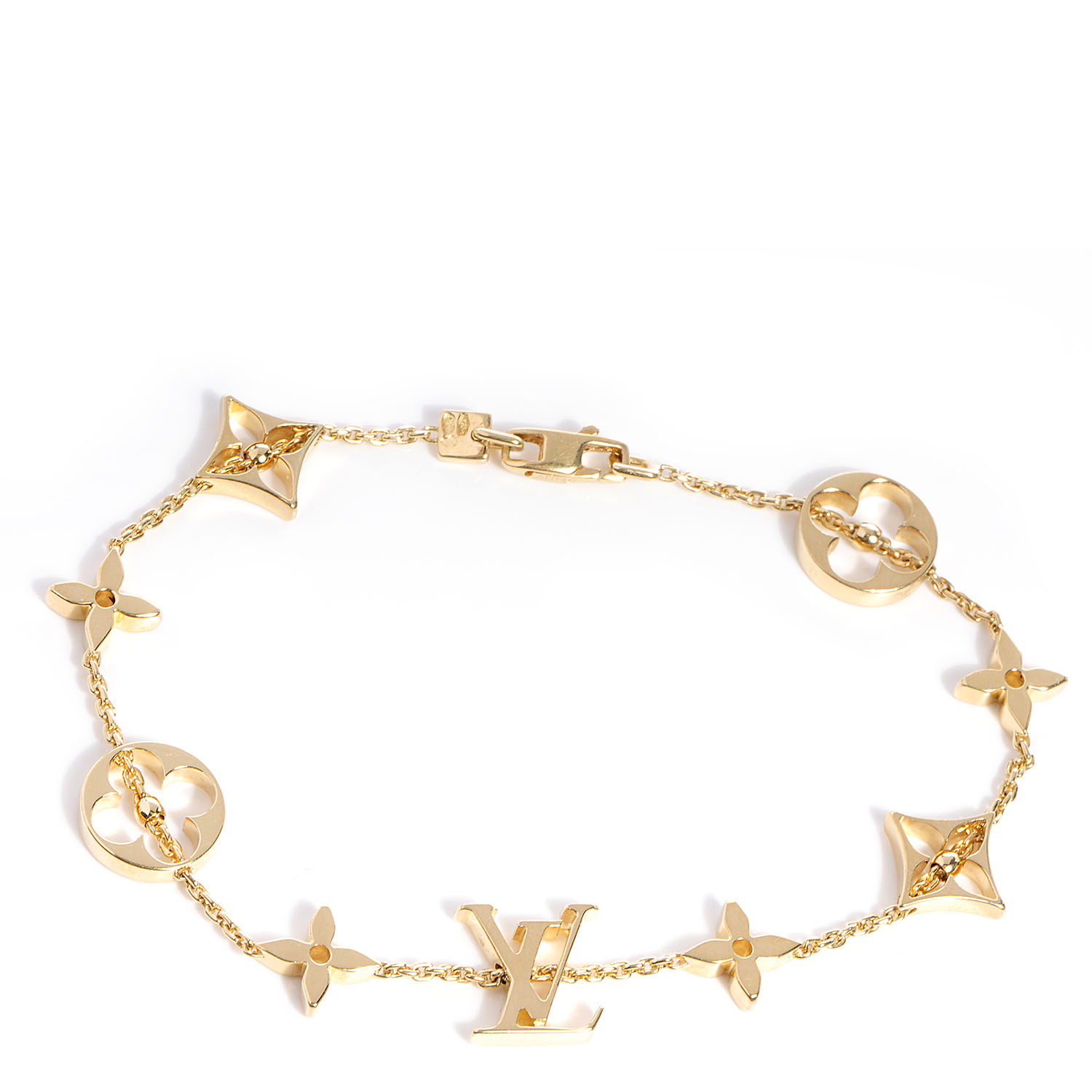 LOUIS VUITTON 18K Yellow Gold Monogram Bracelet 78437