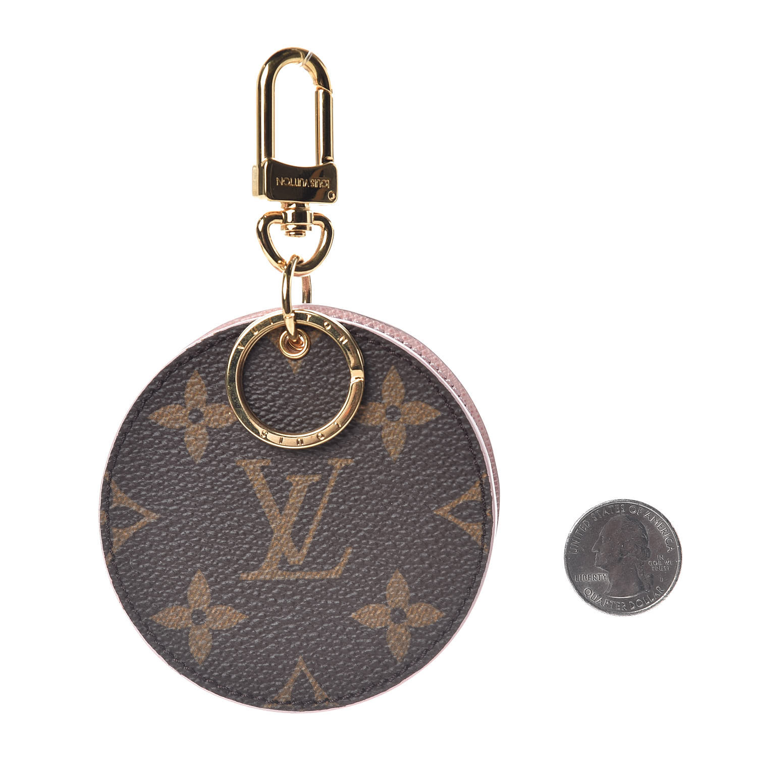 LOUIS VUITTON Monogram LV Mirror Bag Charm Key Holder Rose Ballerine 420824