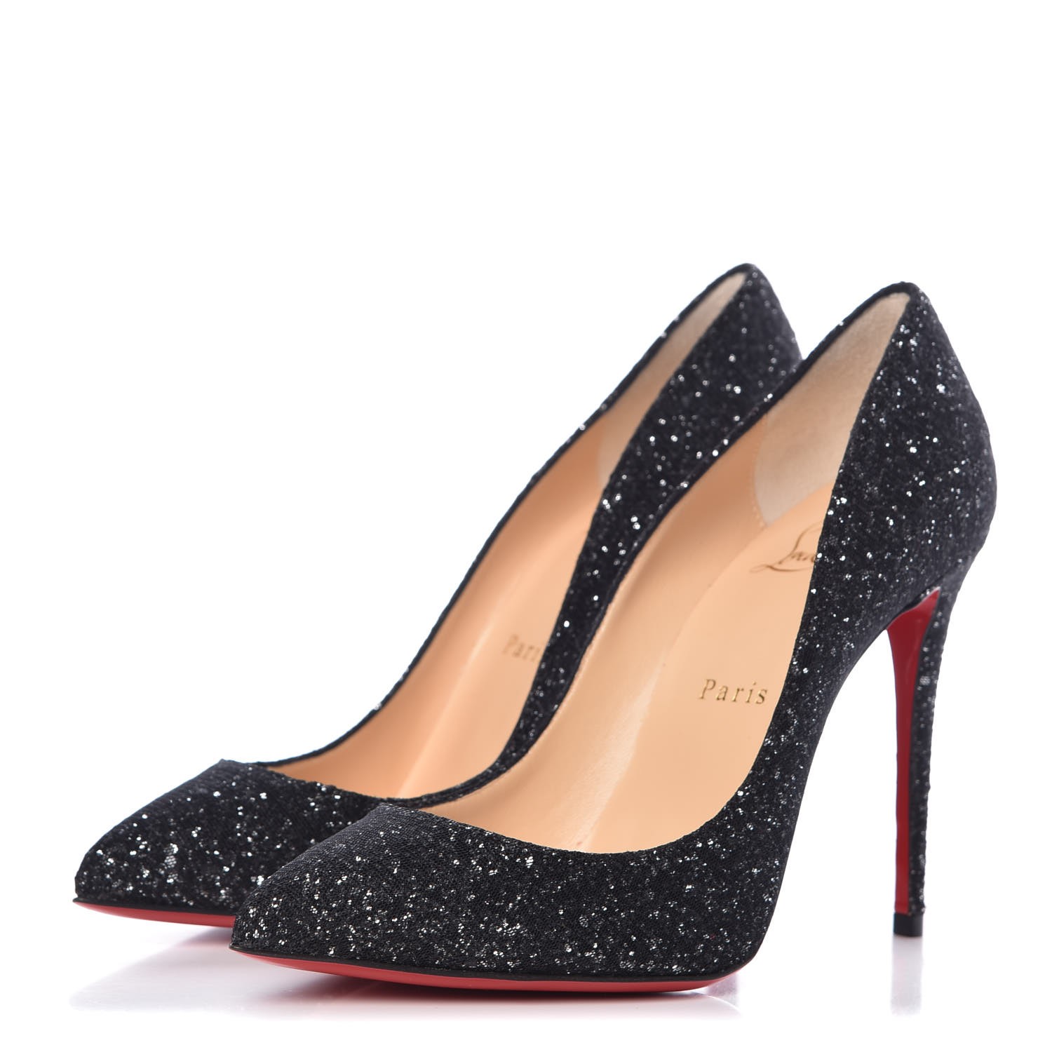 CHRISTIAN LOUBOUTIN Glitter Resille Pigalle Follies 100 Pumps 37.5