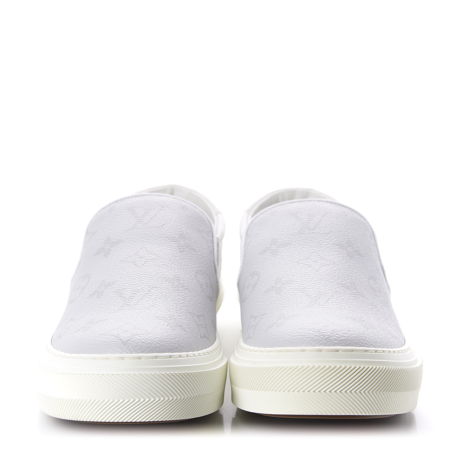 LOUIS VUITTON Monogram Trocadero Slip On Sneakers 5.5 White 624133 