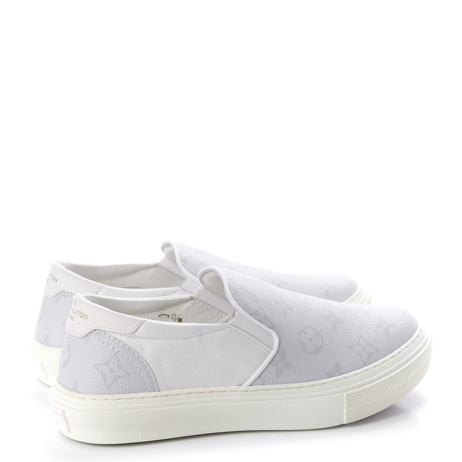 LOUIS VUITTON Monogram Trocadero Slip On Sneakers 5.5 White 624133 