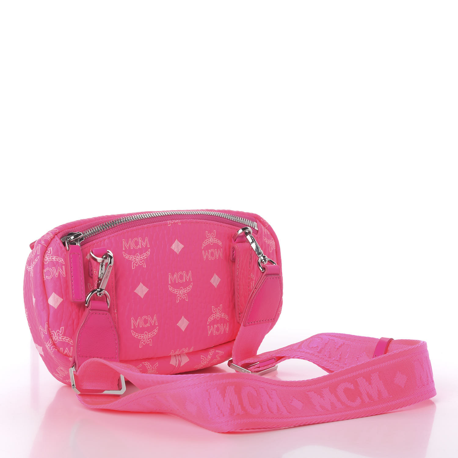 MCM Visetos Small Original Crossbody Bag Neon Pink 623980