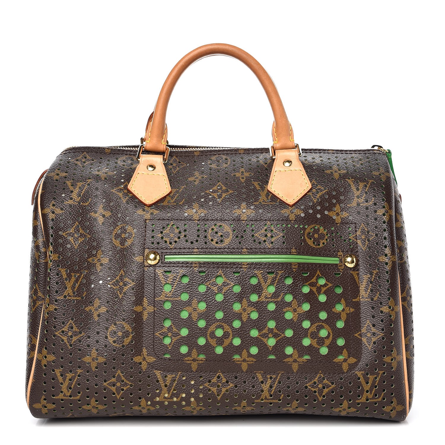 Louis Vuitton Monogram Perforated Pochette Shoulder Bag in Brown / Green /  Gold