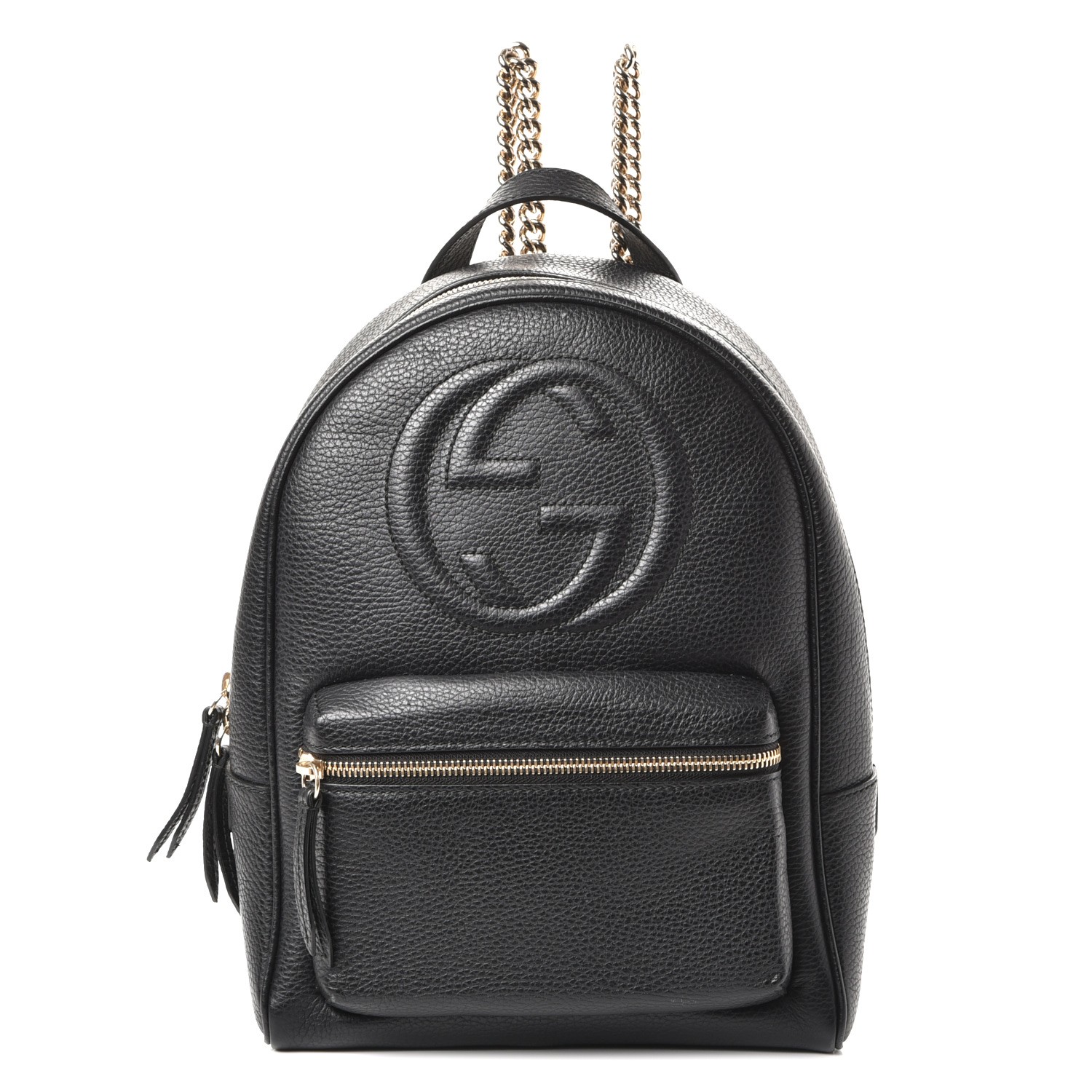 gucci pebbled calfskin soho chain backpack black
