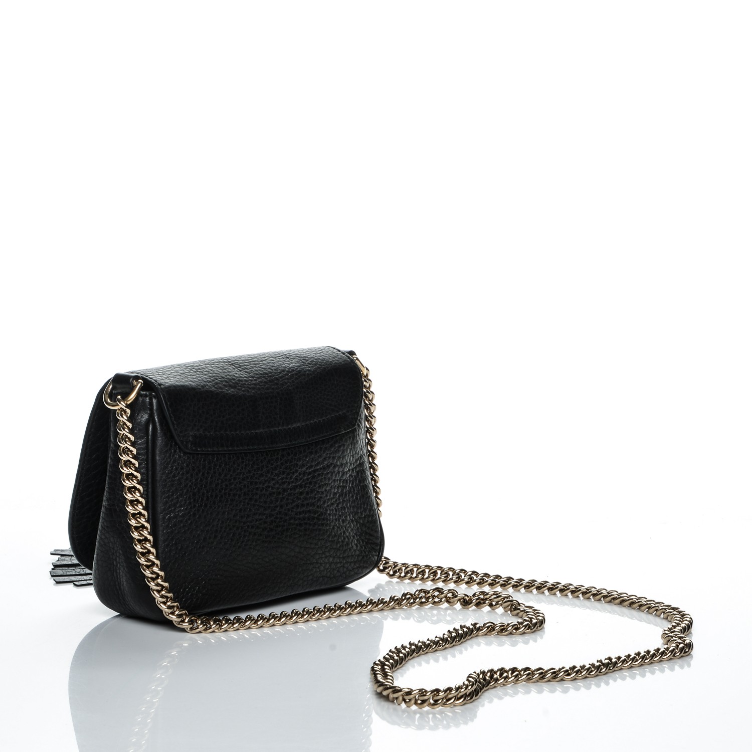 GUCCI Pebbled Calfskin Small Soho Chain Shoulder Bag Black 193327