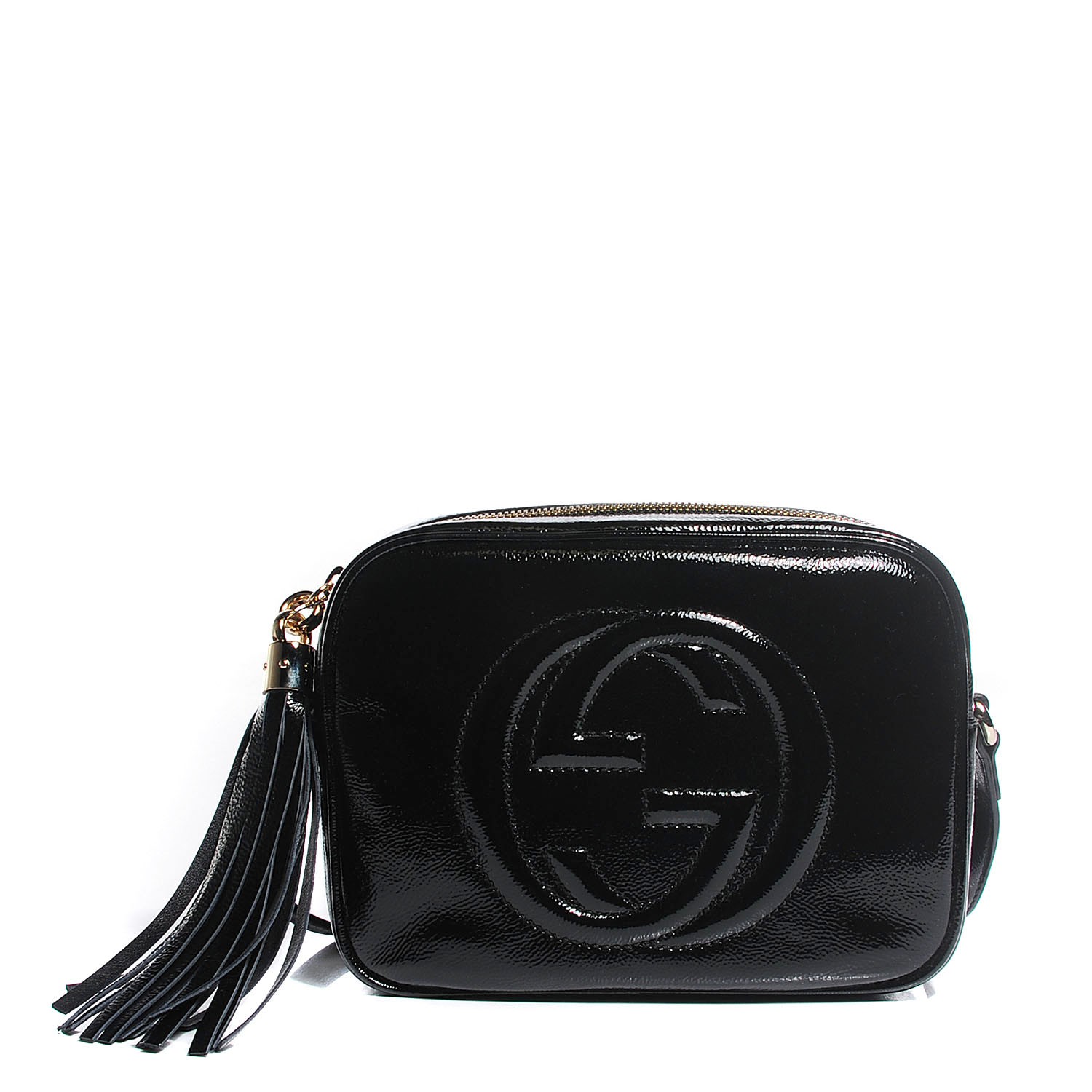 GUCCI Soft Patent Small Soho Disco Bag Black 130862