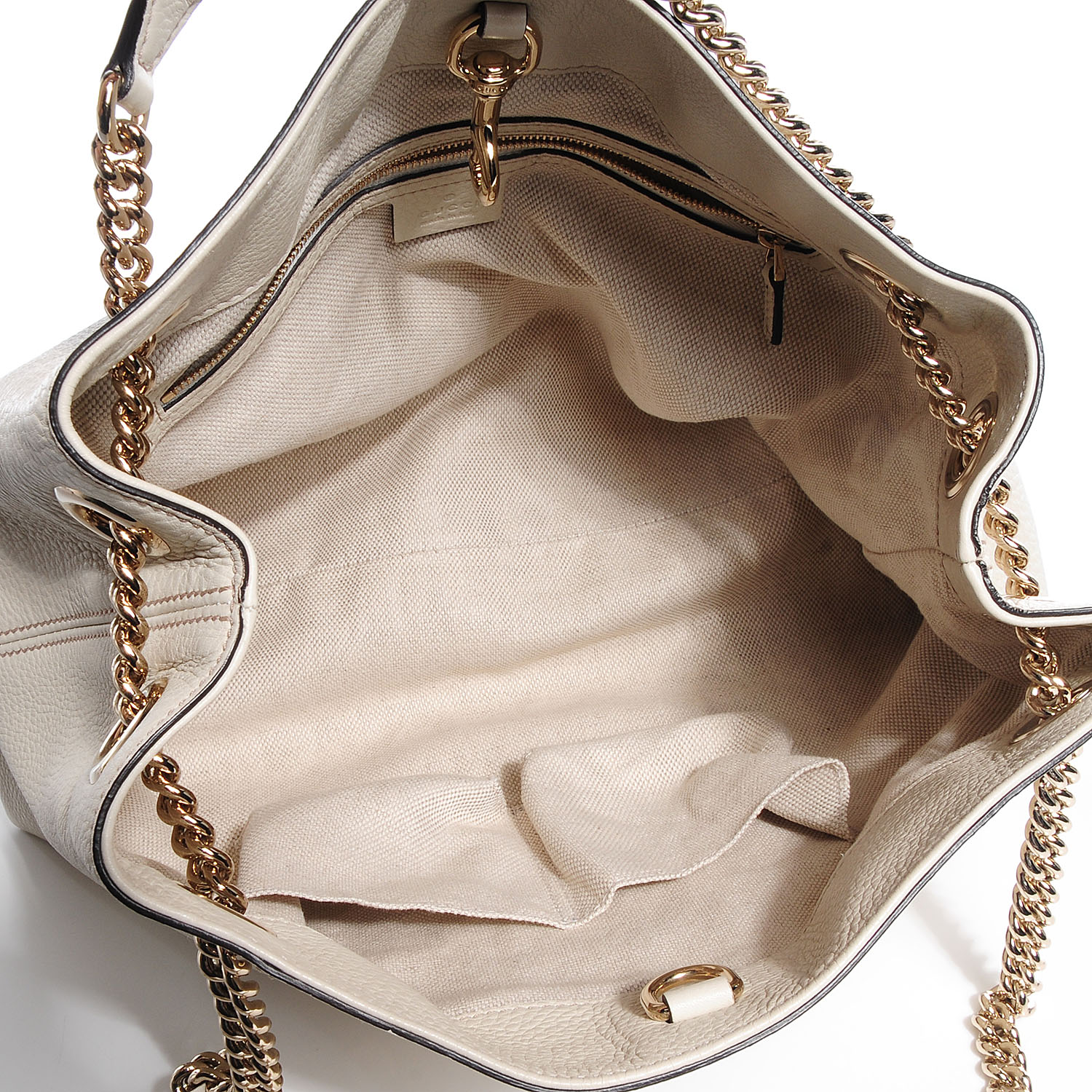 GUCCI Leather Medium Soho Chain Shoulder Bag Off White 81267 | FASHIONPHILE