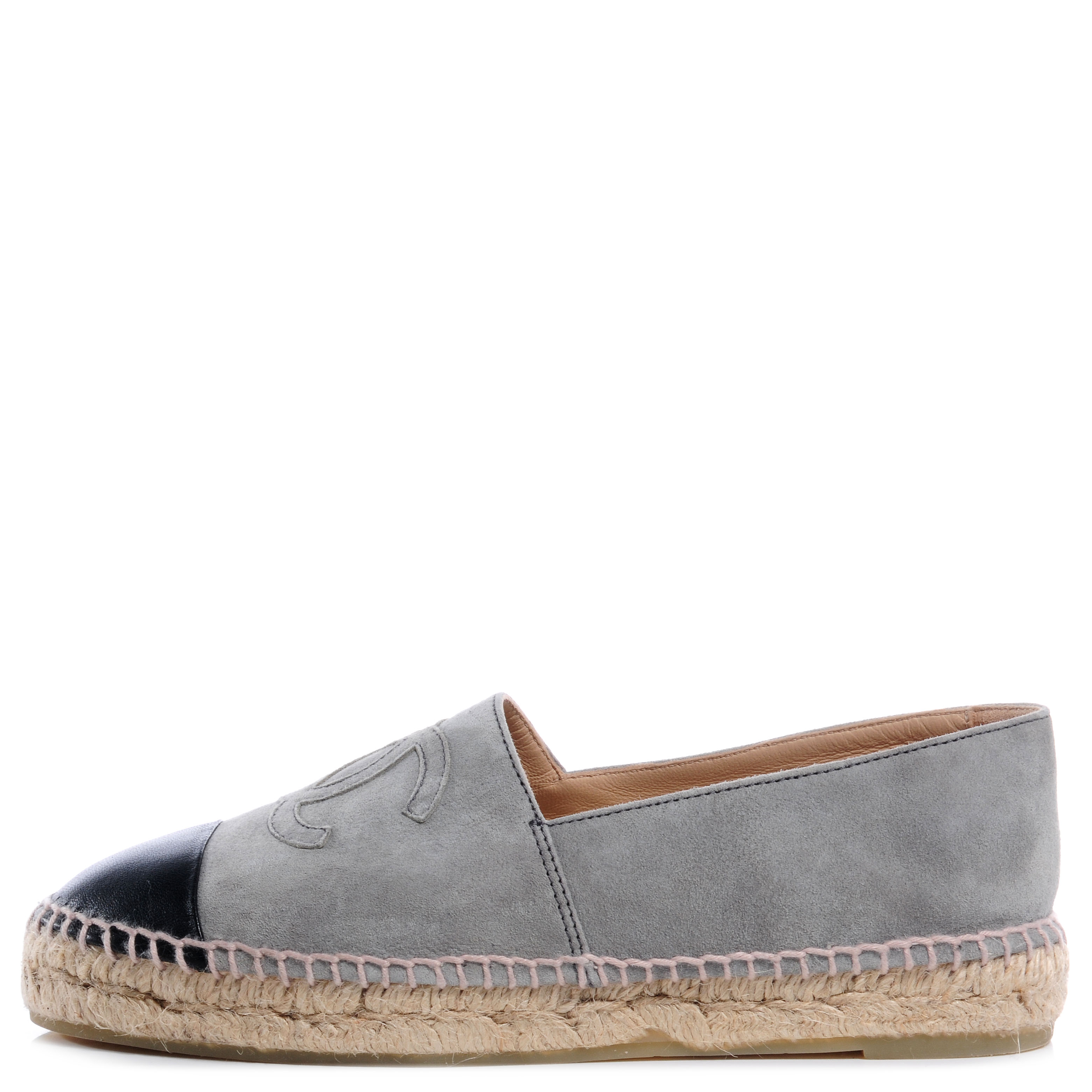 CHANEL Suede Lambskin Espadrilles Grey 