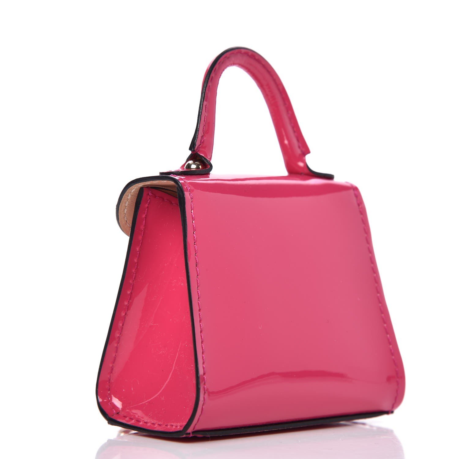 DELVAUX Patent Calfskin Mini Brillant Bag Charm Fuchsia 302501 ...