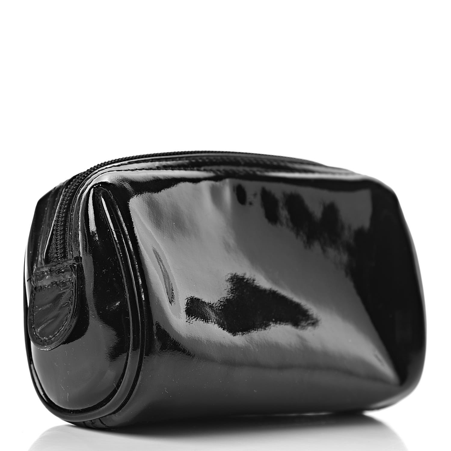 CHANEL Patent Timeless CC Cosmetic Pouch Black 441256