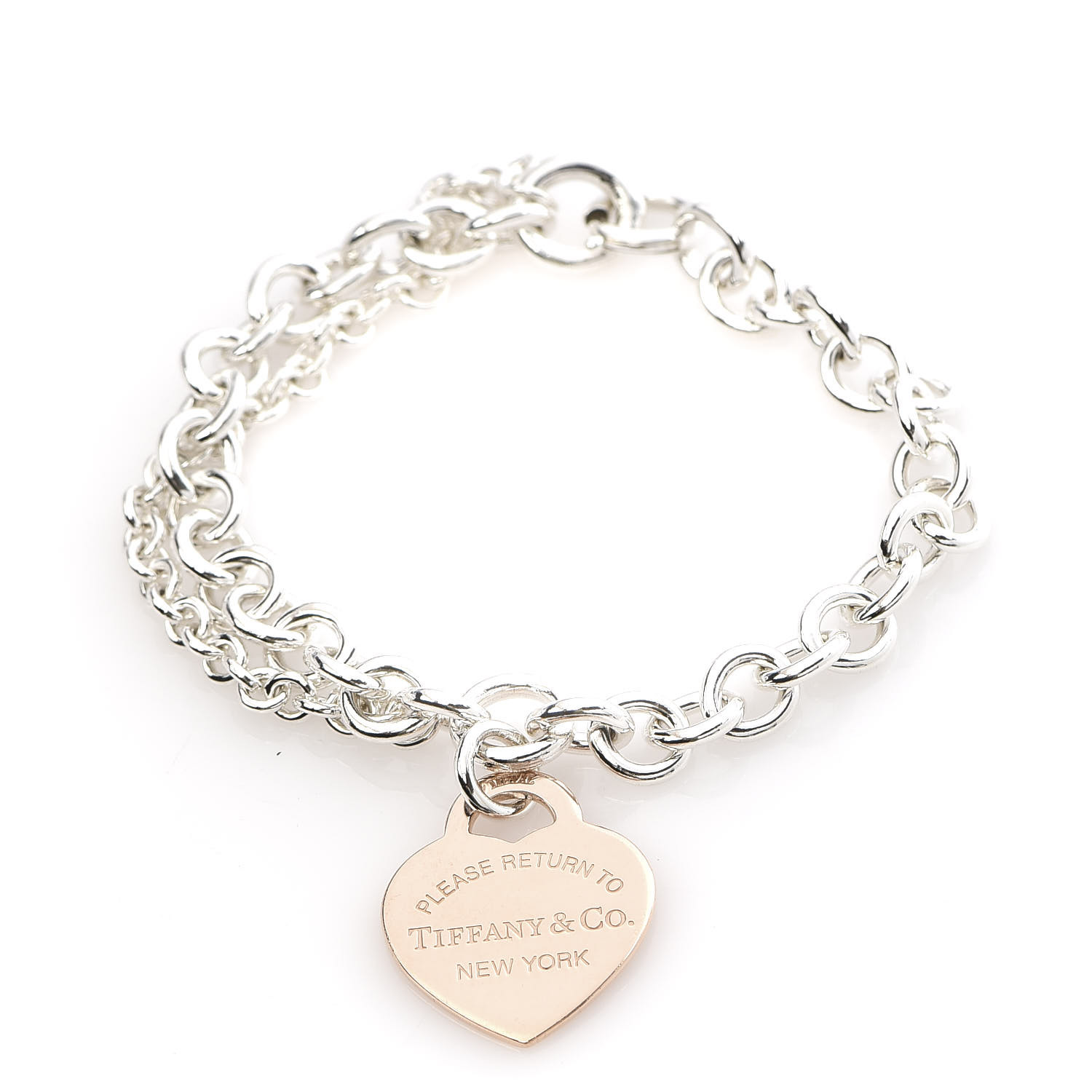 double chain heart tag bracelet