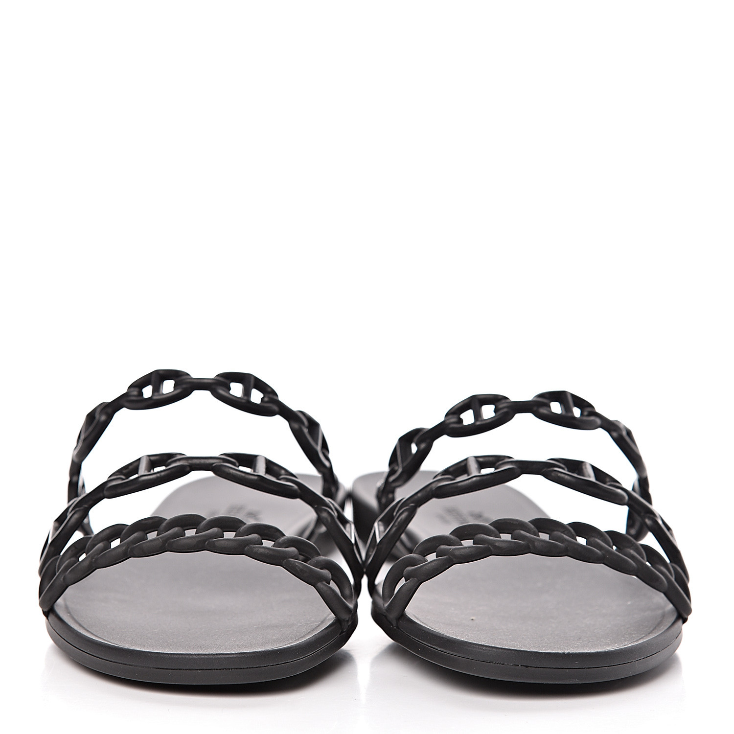HERMES Rubber Chaine d'Ancre Rivage Sandals 36 Black 467071