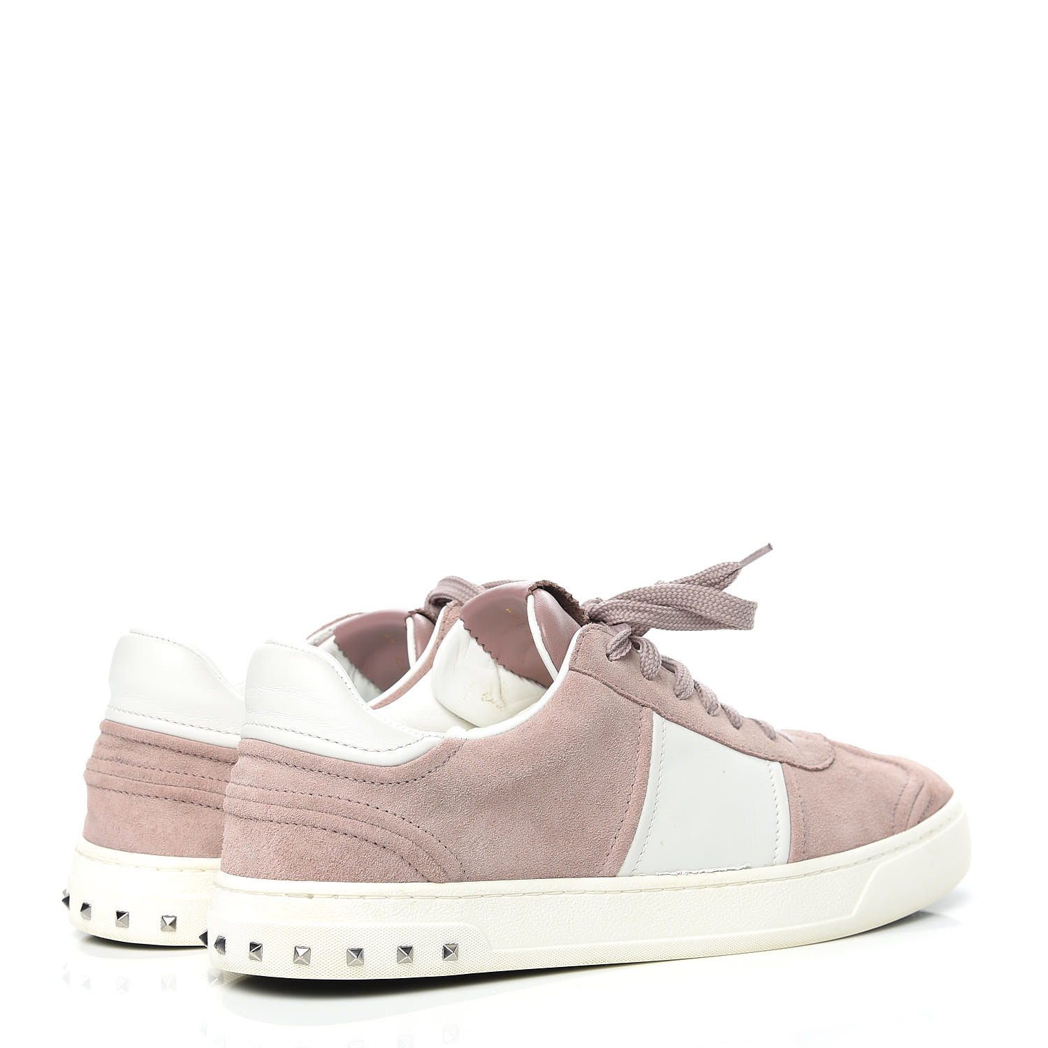 VALENTINO Suede Flycrew Sneakers 44 Pink White 466237 | FASHIONPHILE