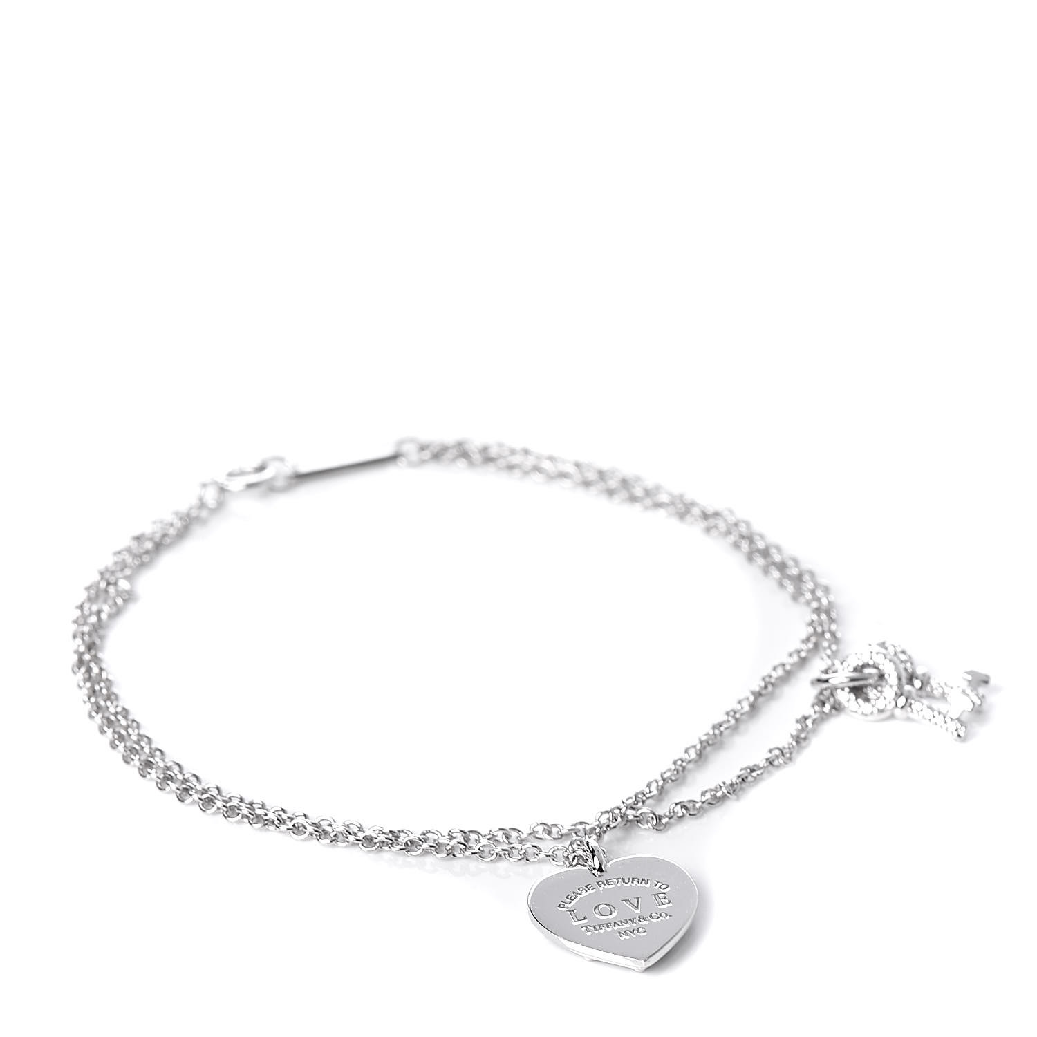 love heart tag key bracelet