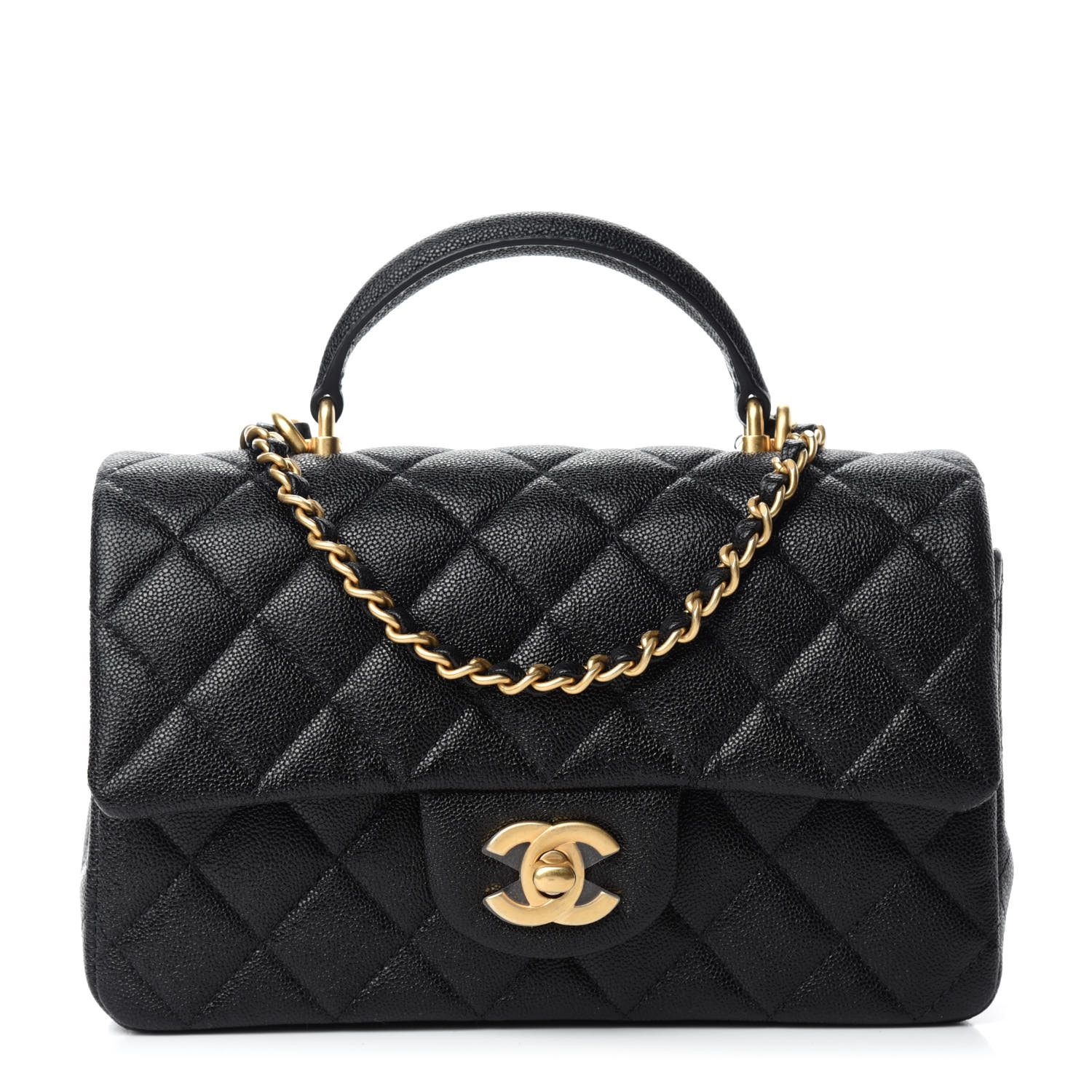 CHANEL Caviar Quilted Mini Top Handle Rectangular Flap Black 755114 ...