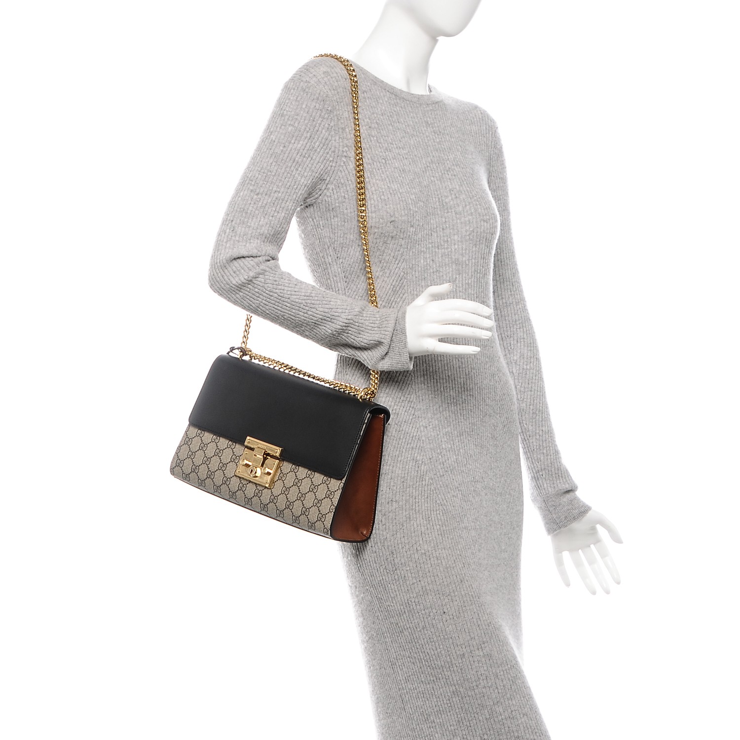 padlock medium gg shoulder bag black