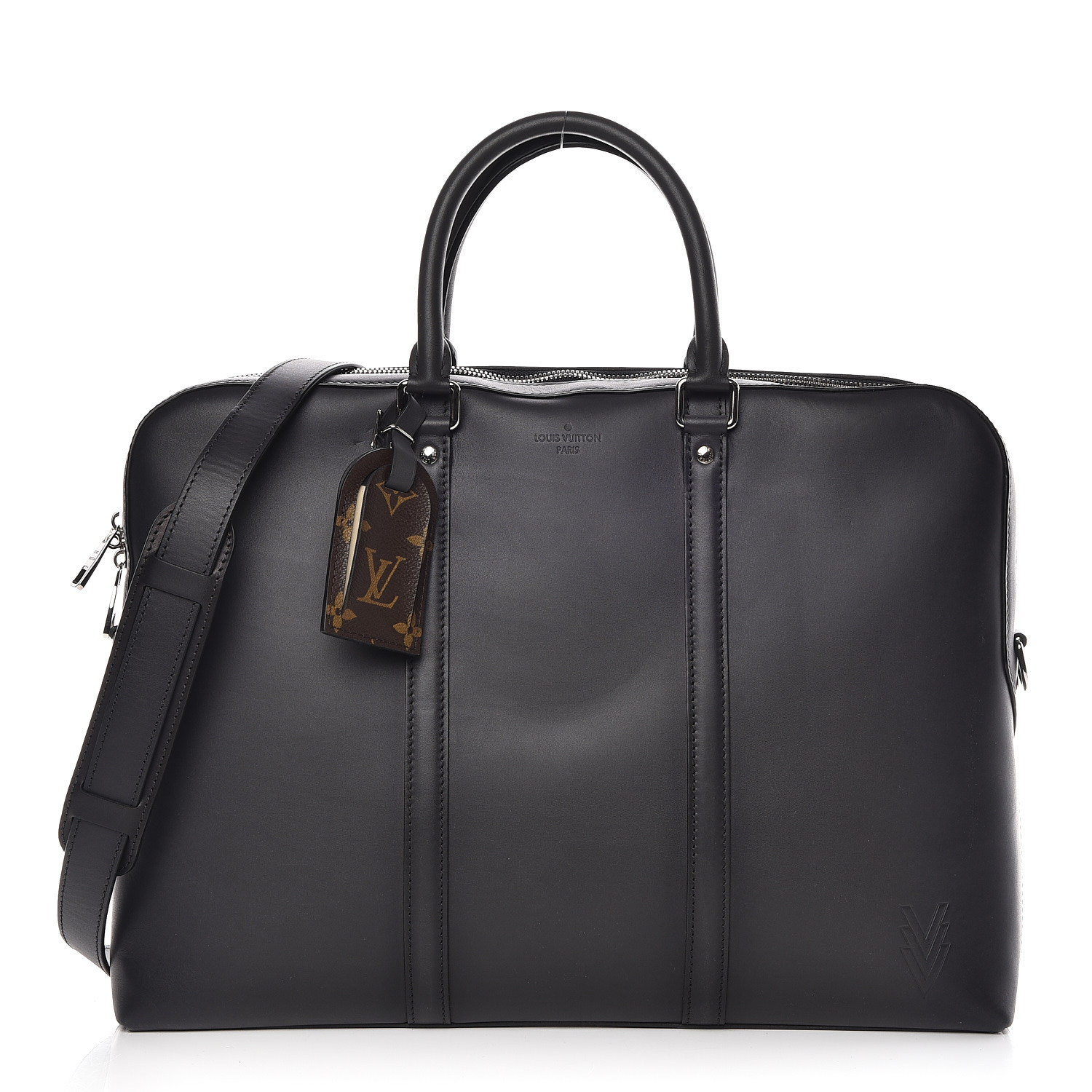 LOUIS VUITTON Cuir Ombre Porte-Documents Voyage Bandouliere Anthracite ...