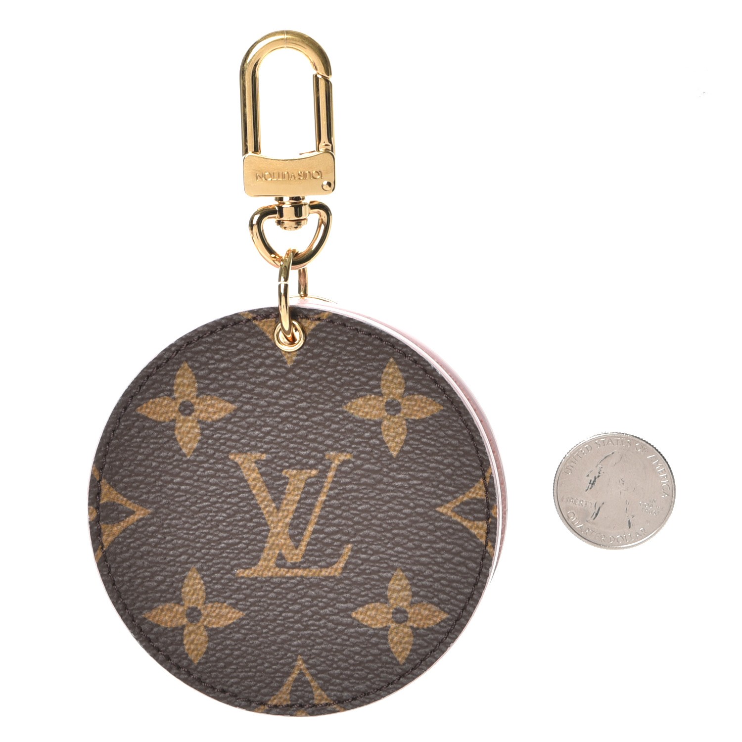LOUIS VUITTON Monogram LV Mirror Bag Charm Key Holder Rose Ballerine 235476