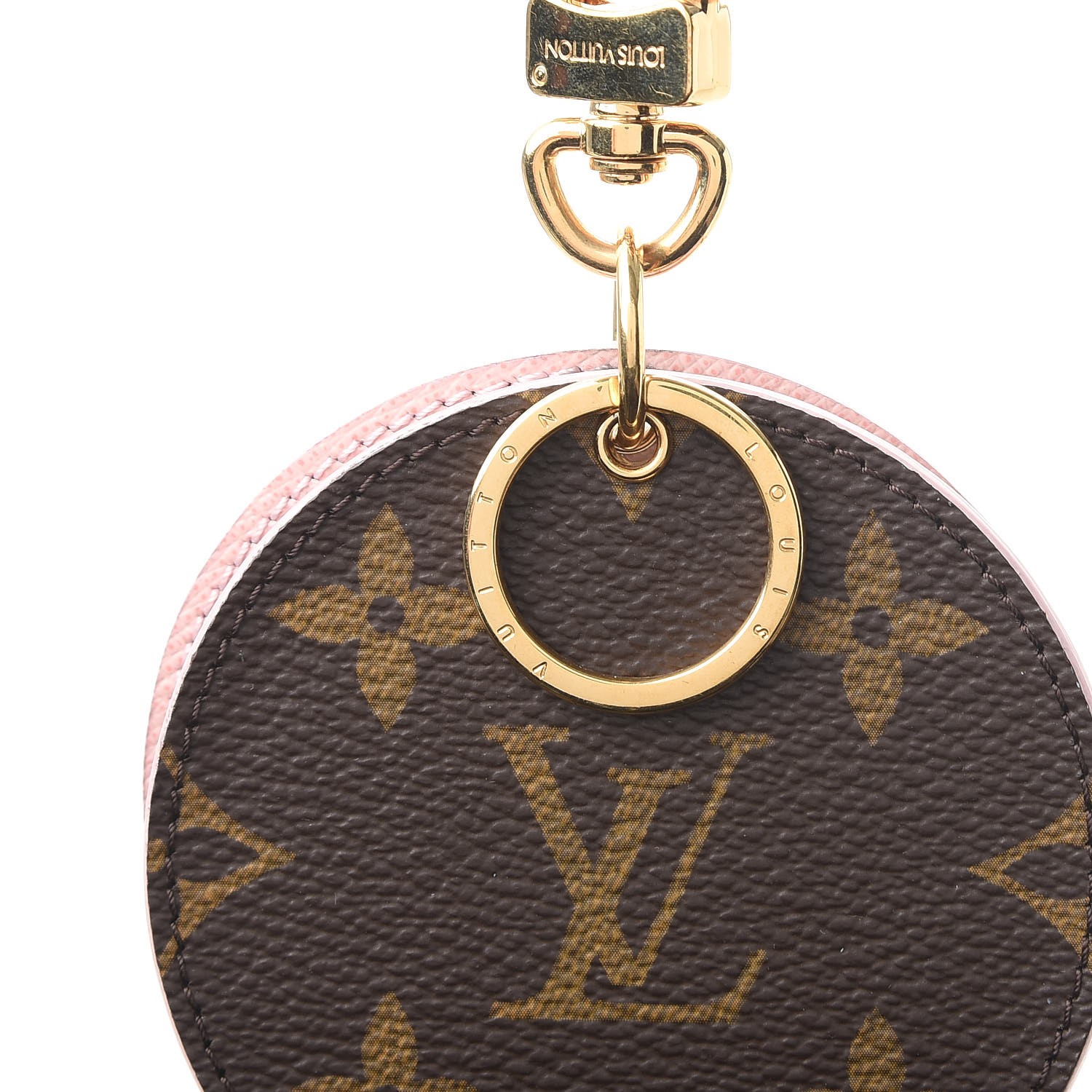 LOUIS VUITTON Monogram LV Mirror Bag Charm Key Holder Rose Ballerine 266569