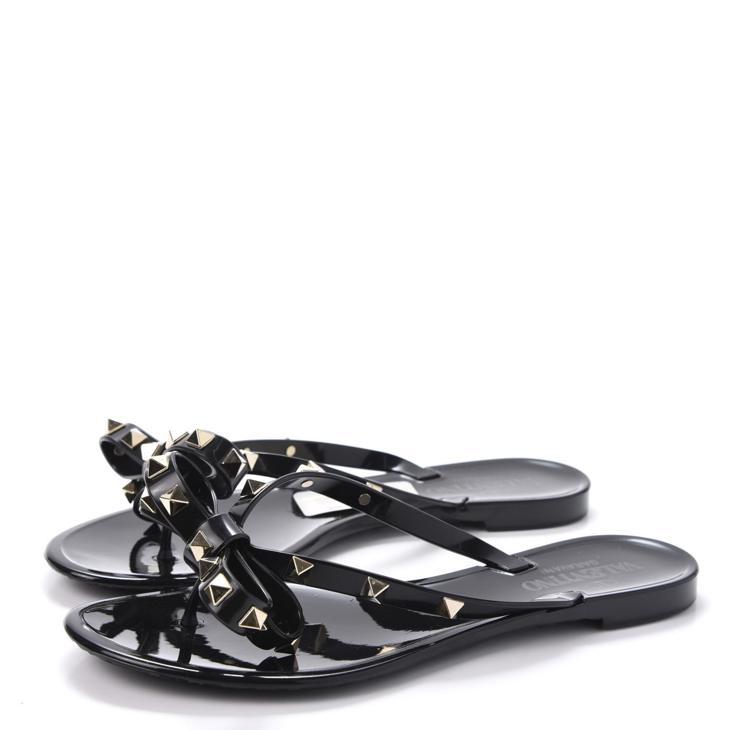 valentino rockstud bow jelly thong sandals