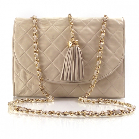 CHANEL Vintage Lambskin Tassel Flap Bag 11743