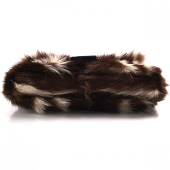 FENDI Striped Skunk Fur Baguette Handbag 12326