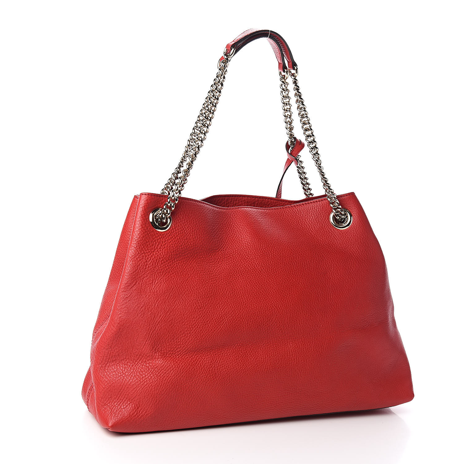 GUCCI Pebbled Calfskin Medium Soho Chain Shoulder Bag Tabasco Red 527171