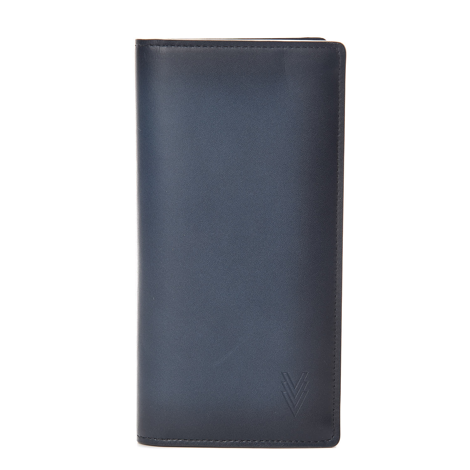 LOUIS VUITTON Cuir Ombre Brazza Wallet Navy Blue 528220