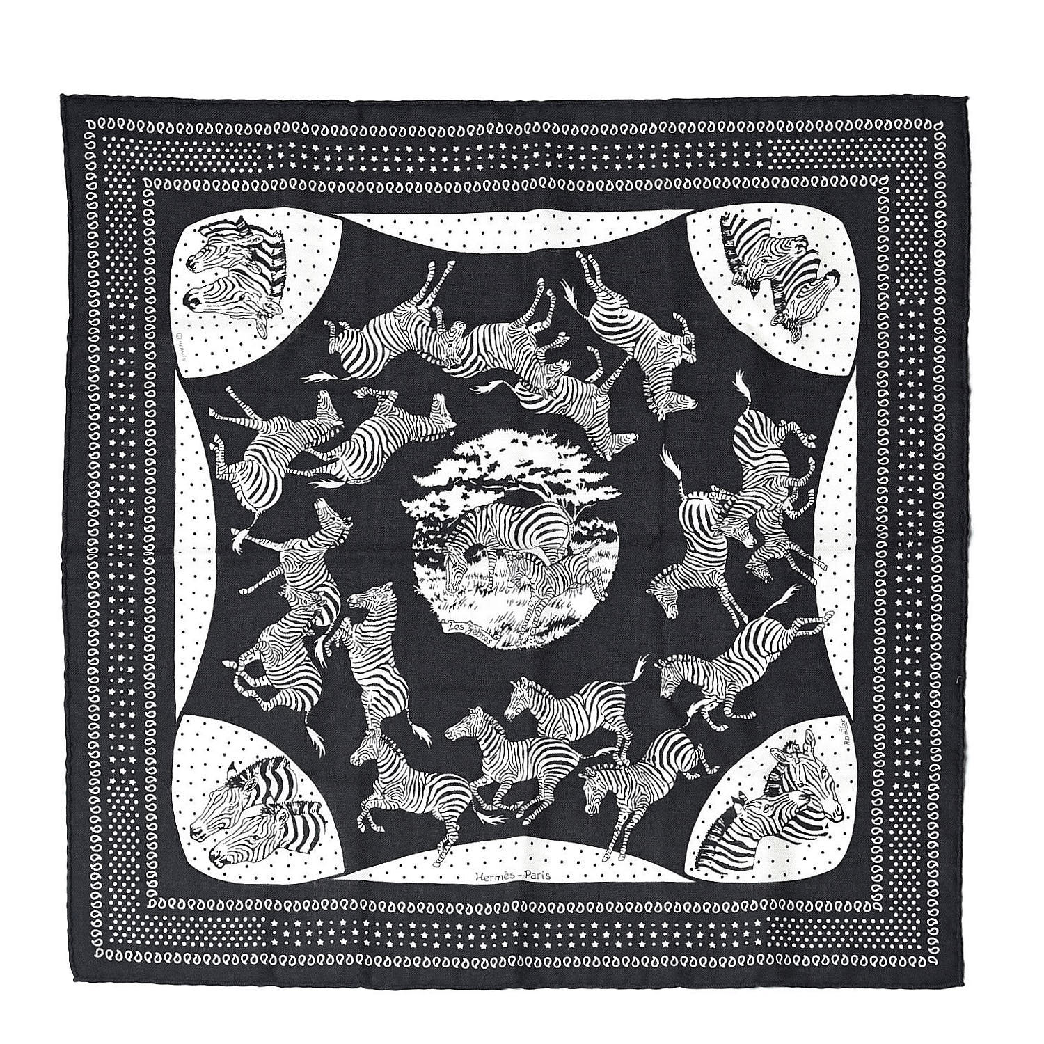 hermes black and white scarf