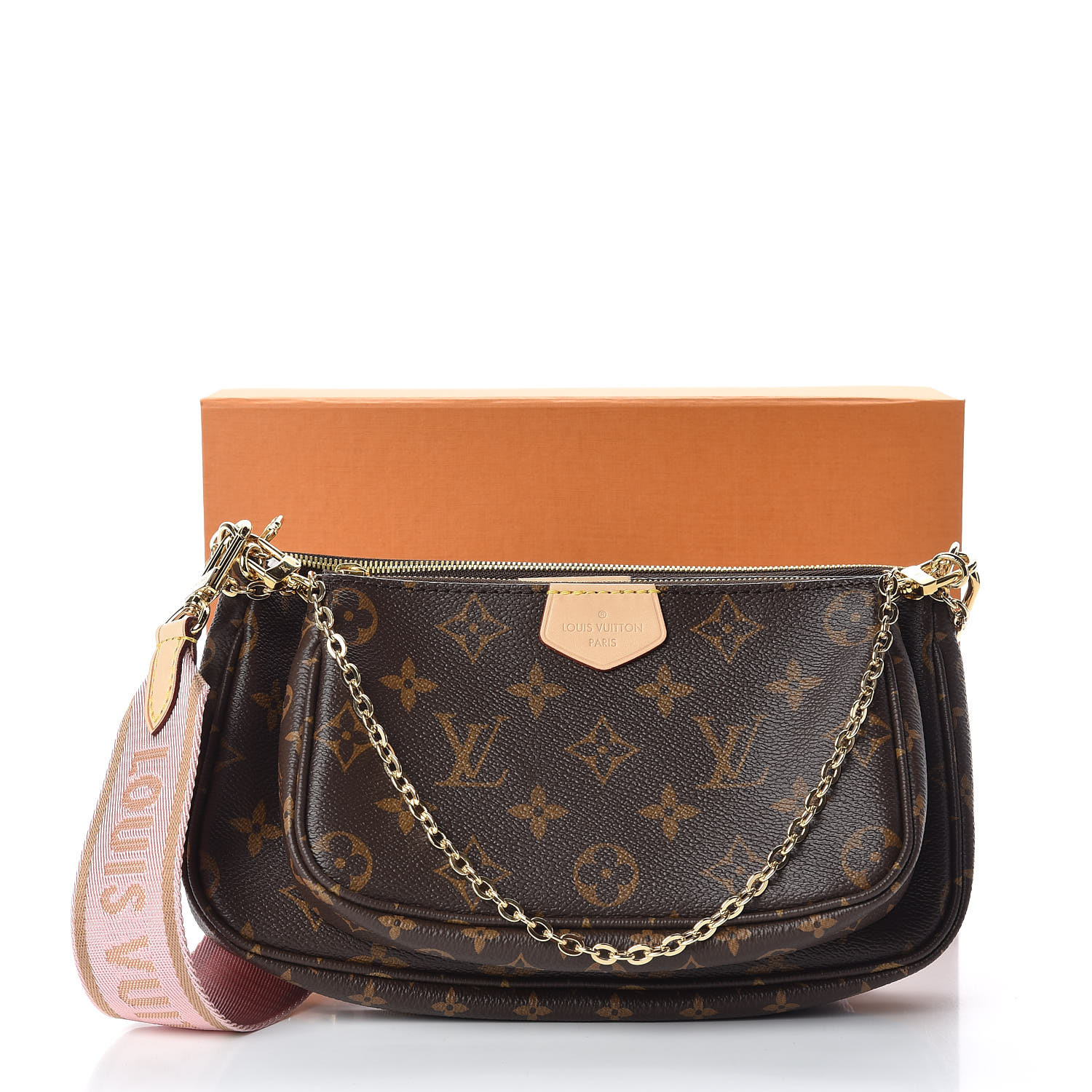 LOUIS VUITTON Monogram Multi Pochette Accessories Rose Clair 446037