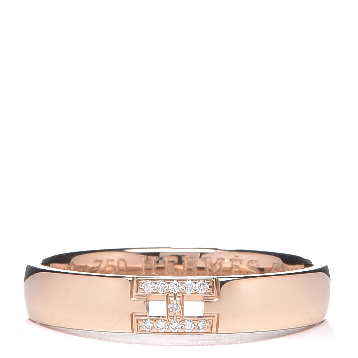 HERMES 18K Rose Gold Diamond Ever Herakles Wedding Band Ring 53 6.25 443656