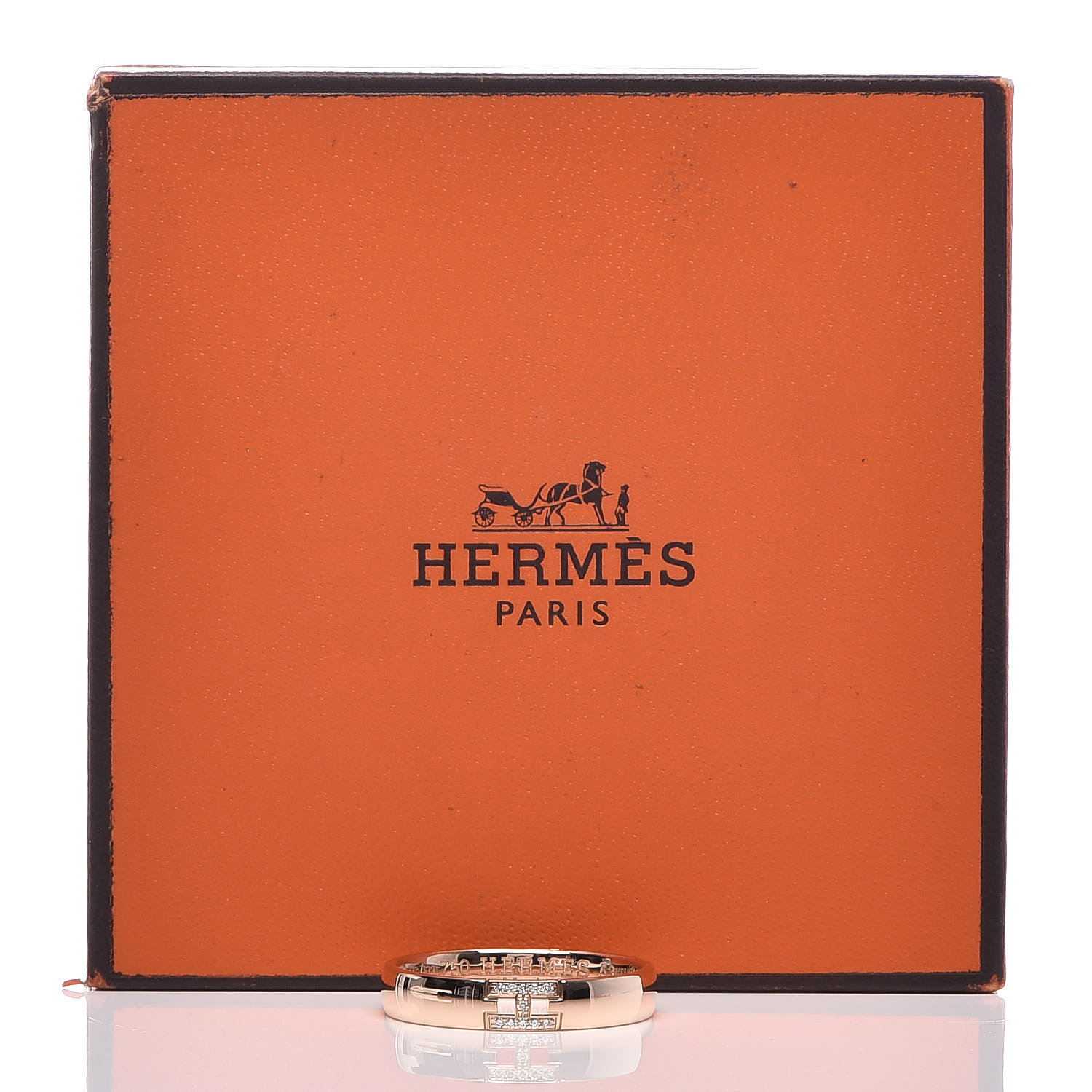 HERMES 18K Rose Gold Diamond Ever Herakles Wedding Band Ring 53 6.25 443656