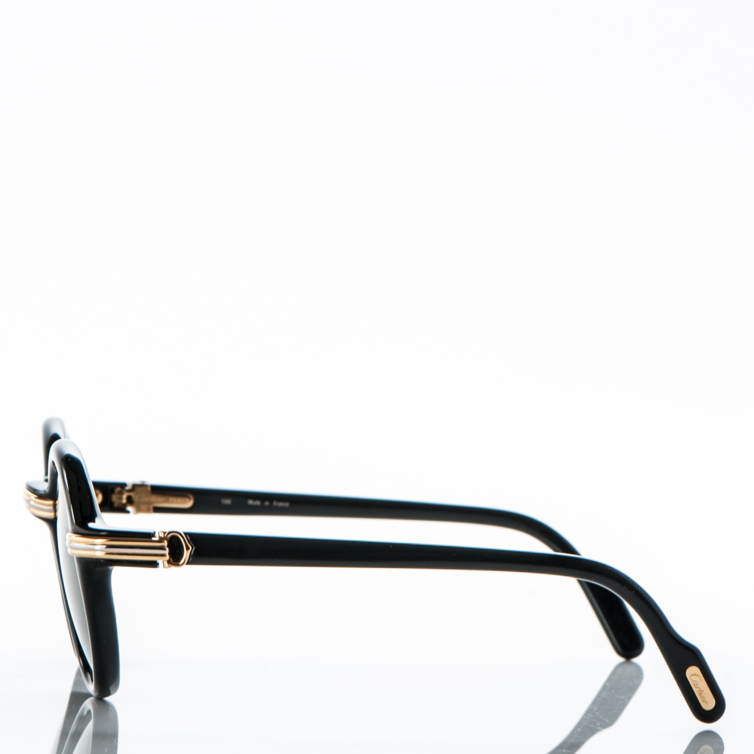 cartier black with gold temples mens sunglasses