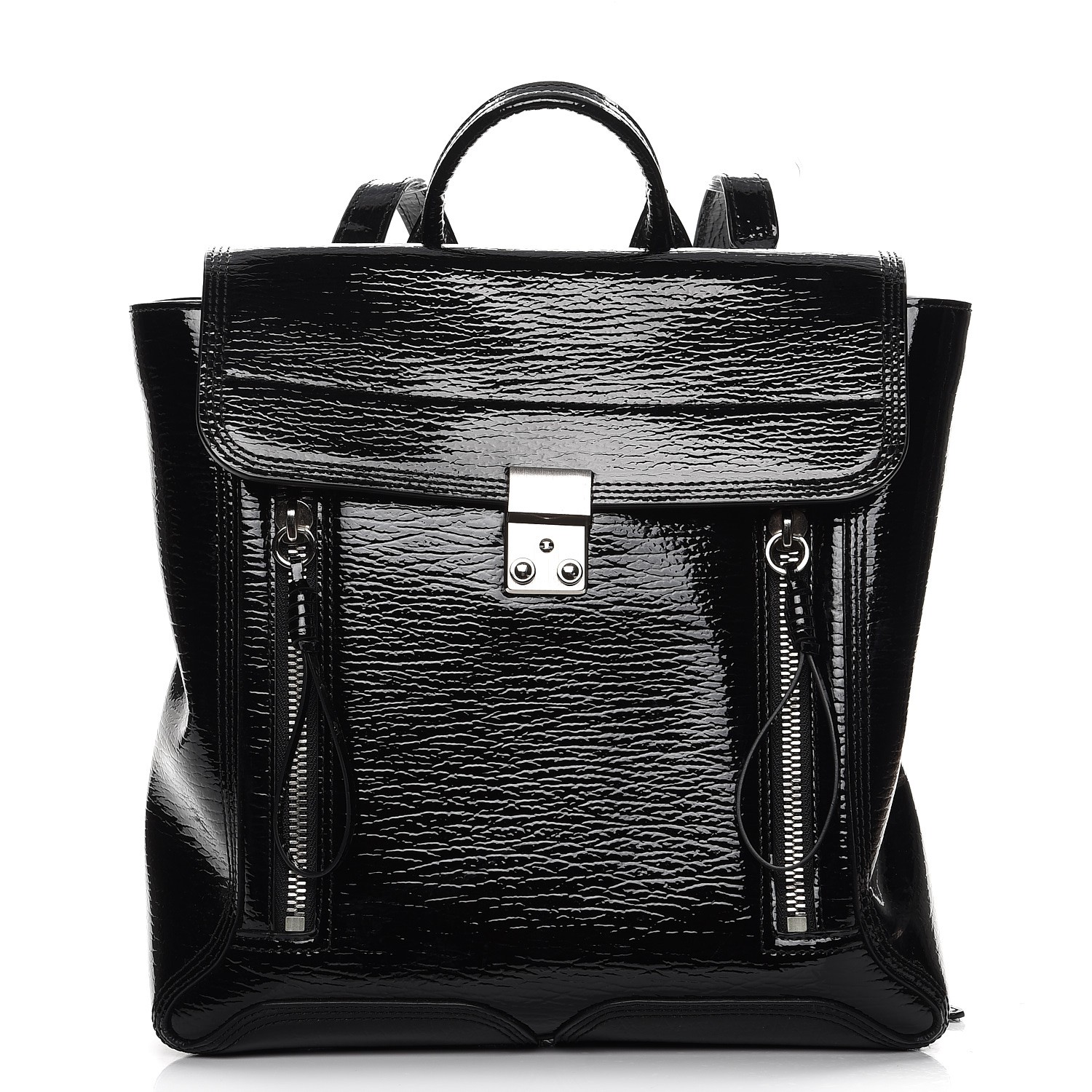 black patent backpack