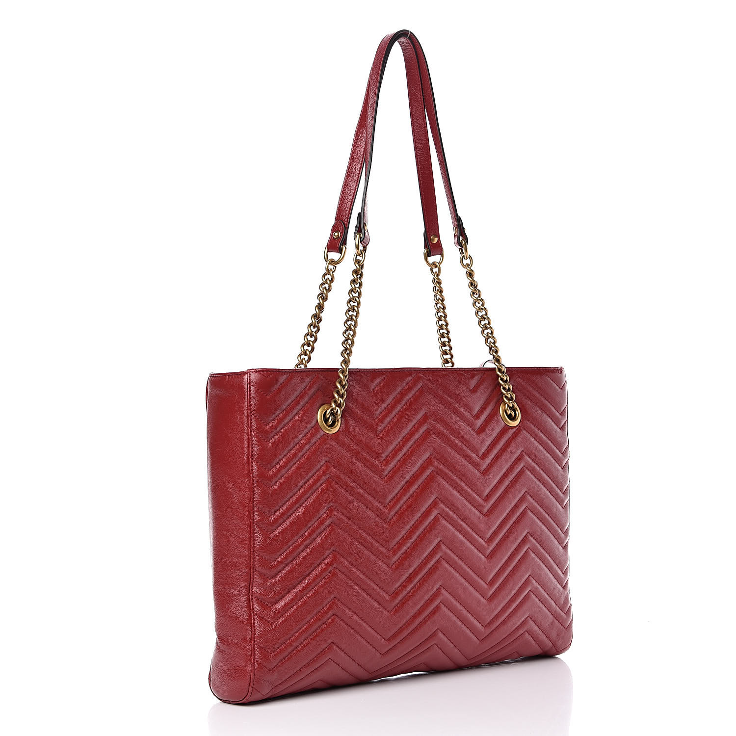 GUCCI Vintage Calfskin Matelasse Medium GG Marmont Shoulder Bag Red 520744