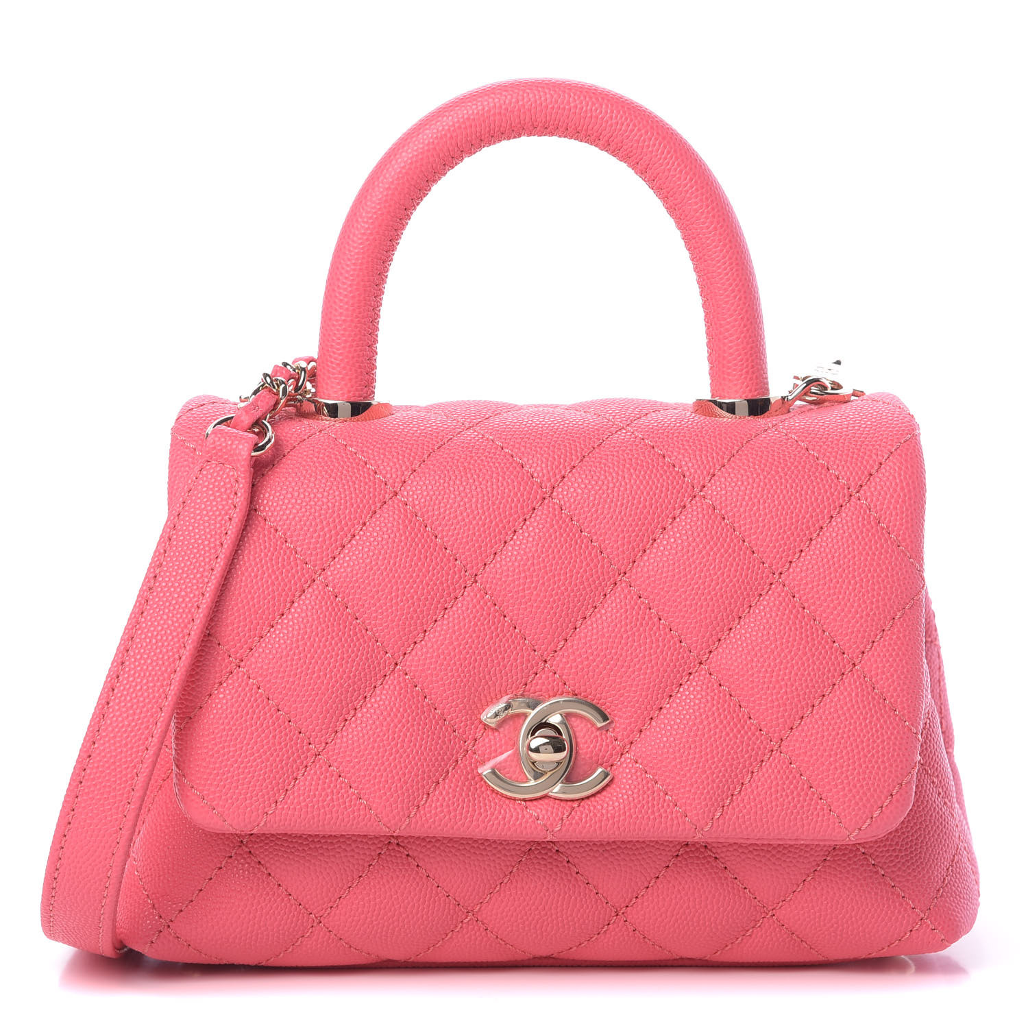 Chanel Caviar Quilted Extra Mini Coco Handle Flap Pink Fashionphile