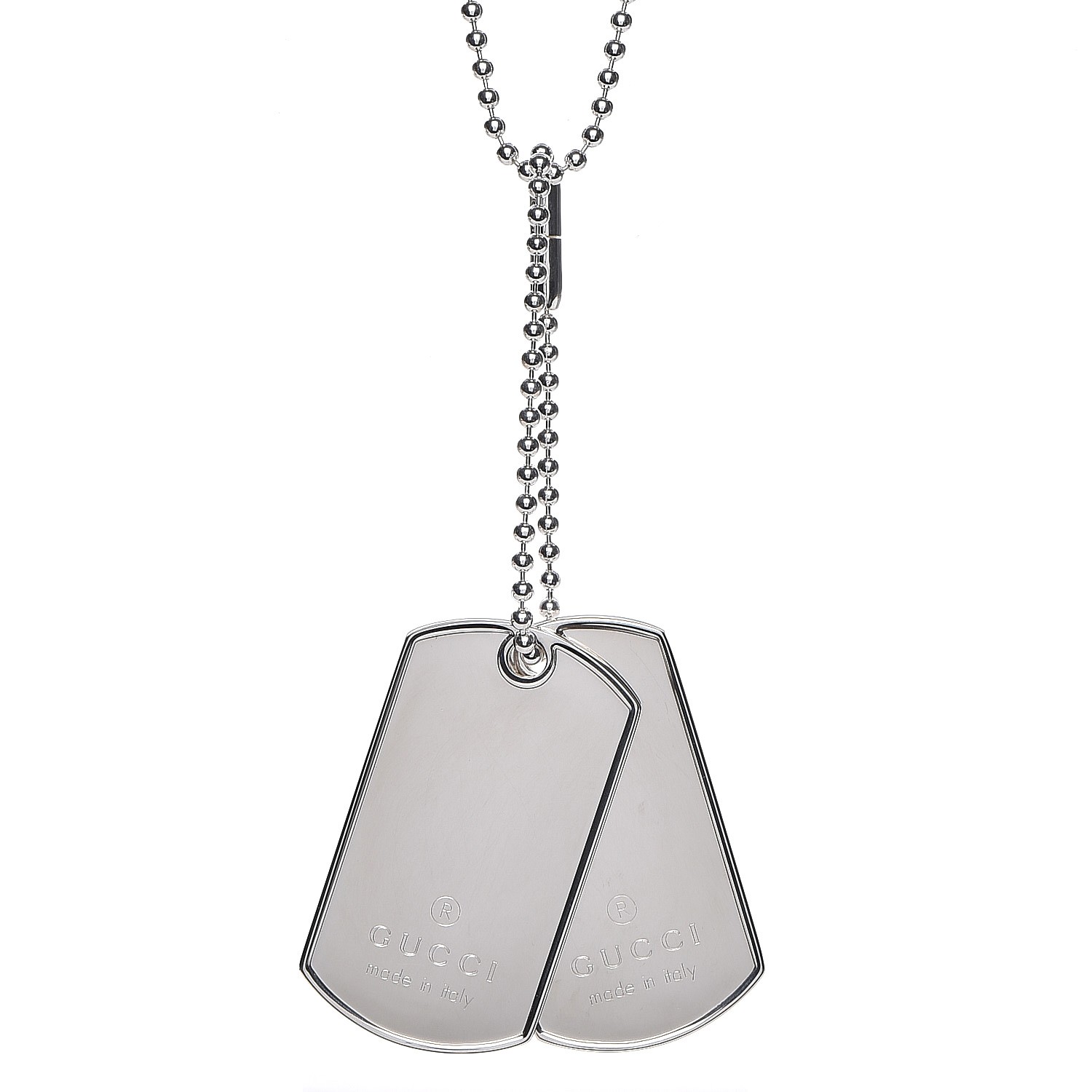 gucci sterling silver dog tag necklace