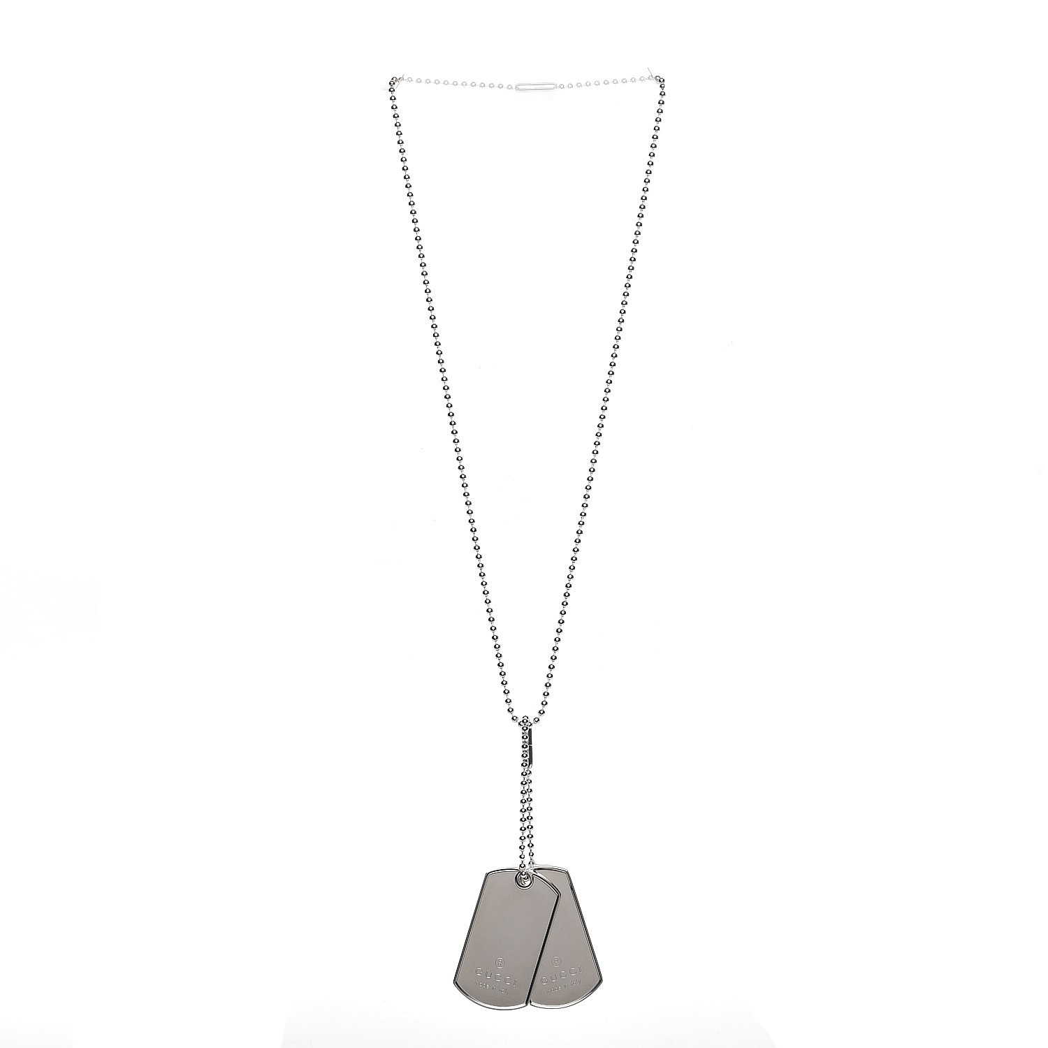 GUCCI Sterling Silver Dog Tag Necklace 222690 | FASHIONPHILE