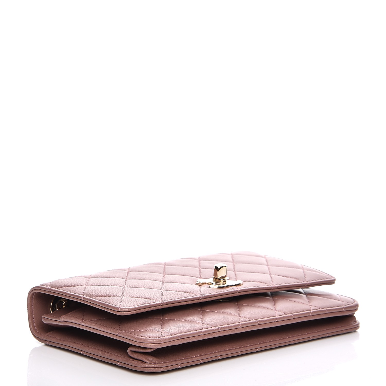 CHANEL Lambskin Quilted Trendy CC Wallet On Chain WOC Pink 212394
