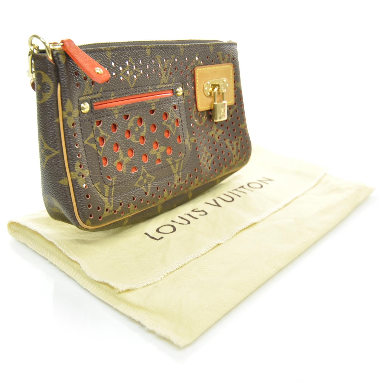 LOUIS VUITTON Perforated Pochette Accessories Bag Orange 22613