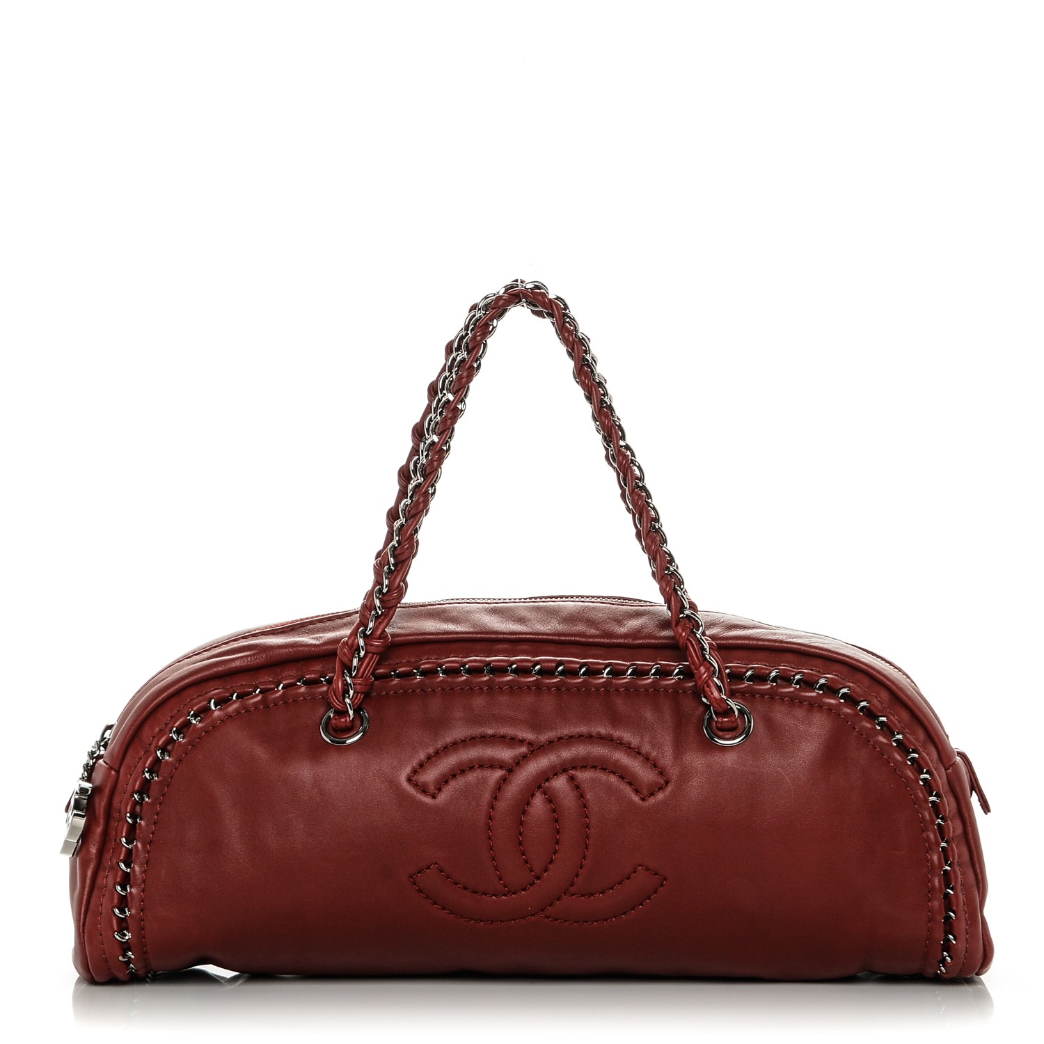 Chanel Smooth Calfskin Petit Luxe Ligne Bowler Red 189100