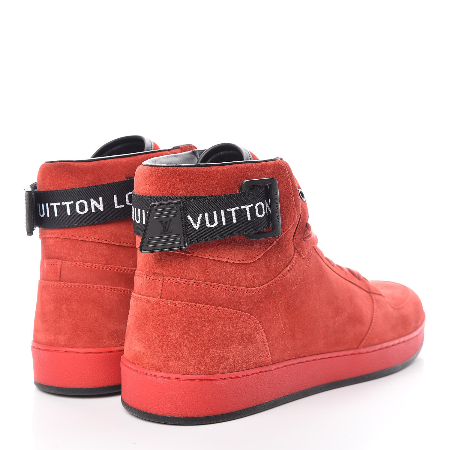 LOUIS VUITTON Suede Rivoli High Top Sneakers 11 Red 360647 | FASHIONPHILE