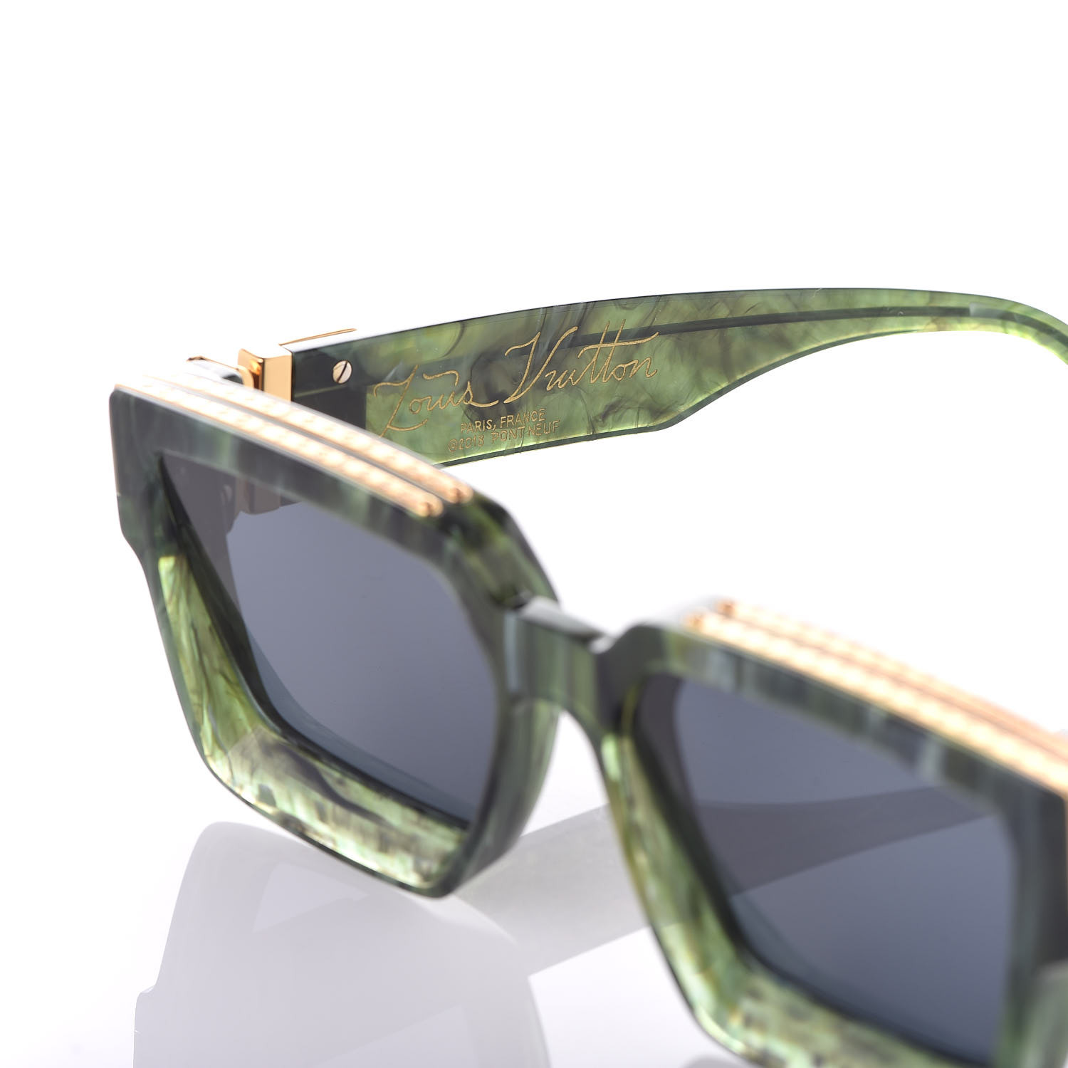 LOUIS VUITTON Acetate 1.1 Millionaires Z1167W Sunglasses Green Marble 356565