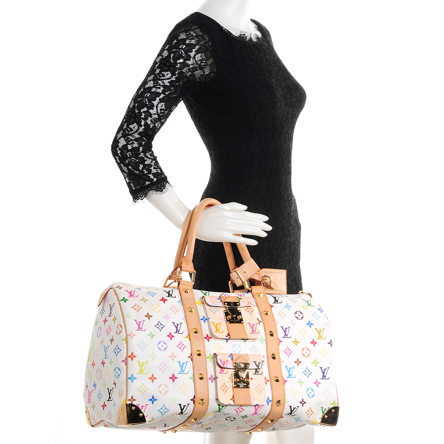 LOUIS VUITTON Multicolor Keepall 45 White 74734