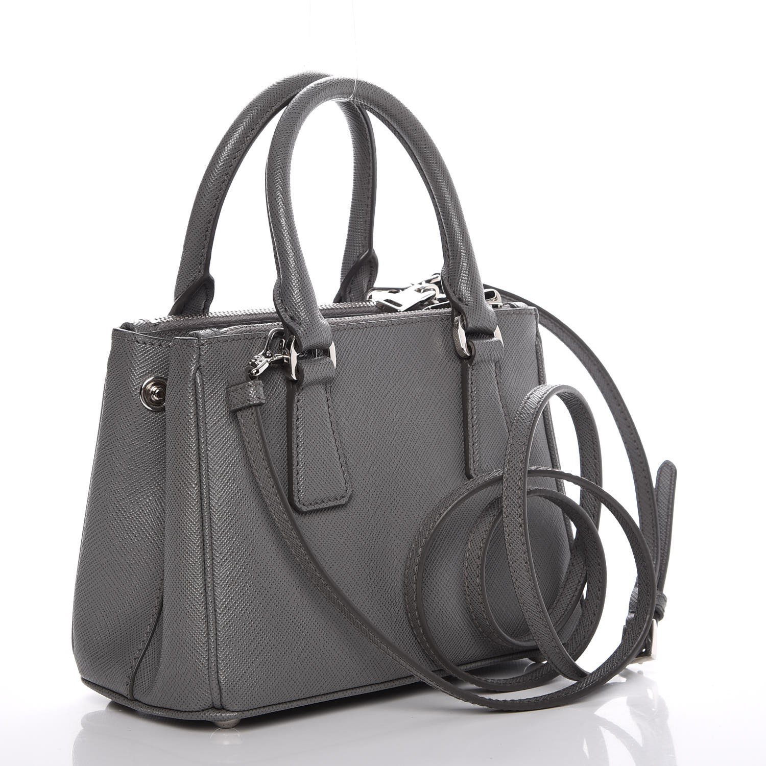PRADA Saffiano Lux Mini Galleria Double Zip Crossbody Bag Marmo 275960