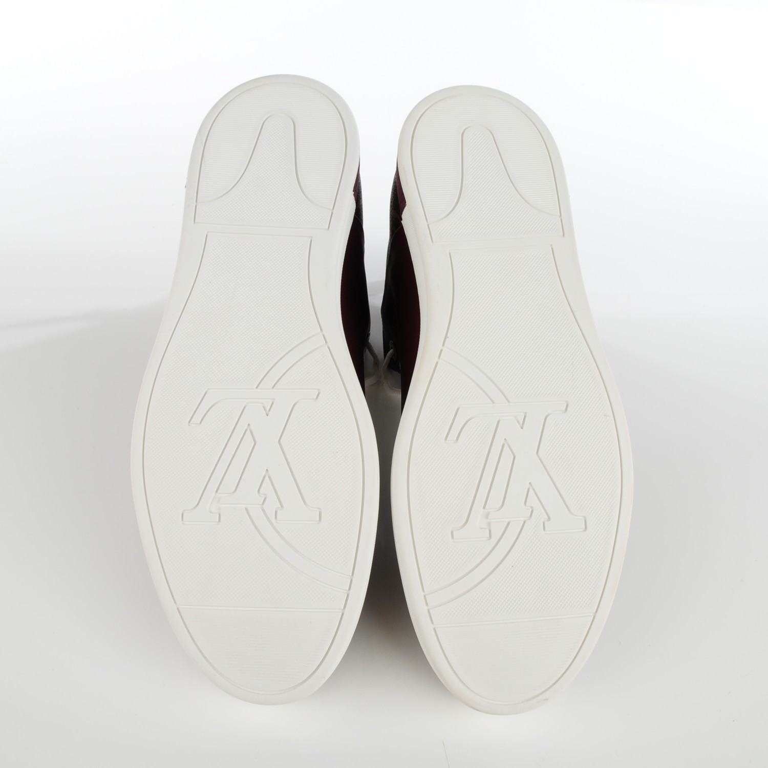 LOUIS VUITTON Mens Monogram Calfskin Line Up Sneaker Boots 8 Bordeaux 133499