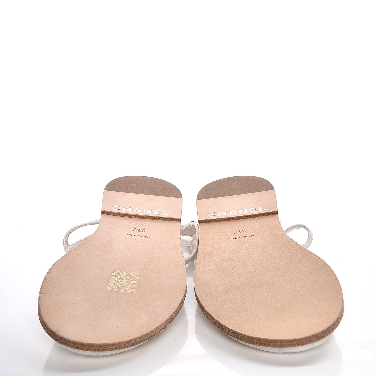 chanel cord and lambskin sandals white