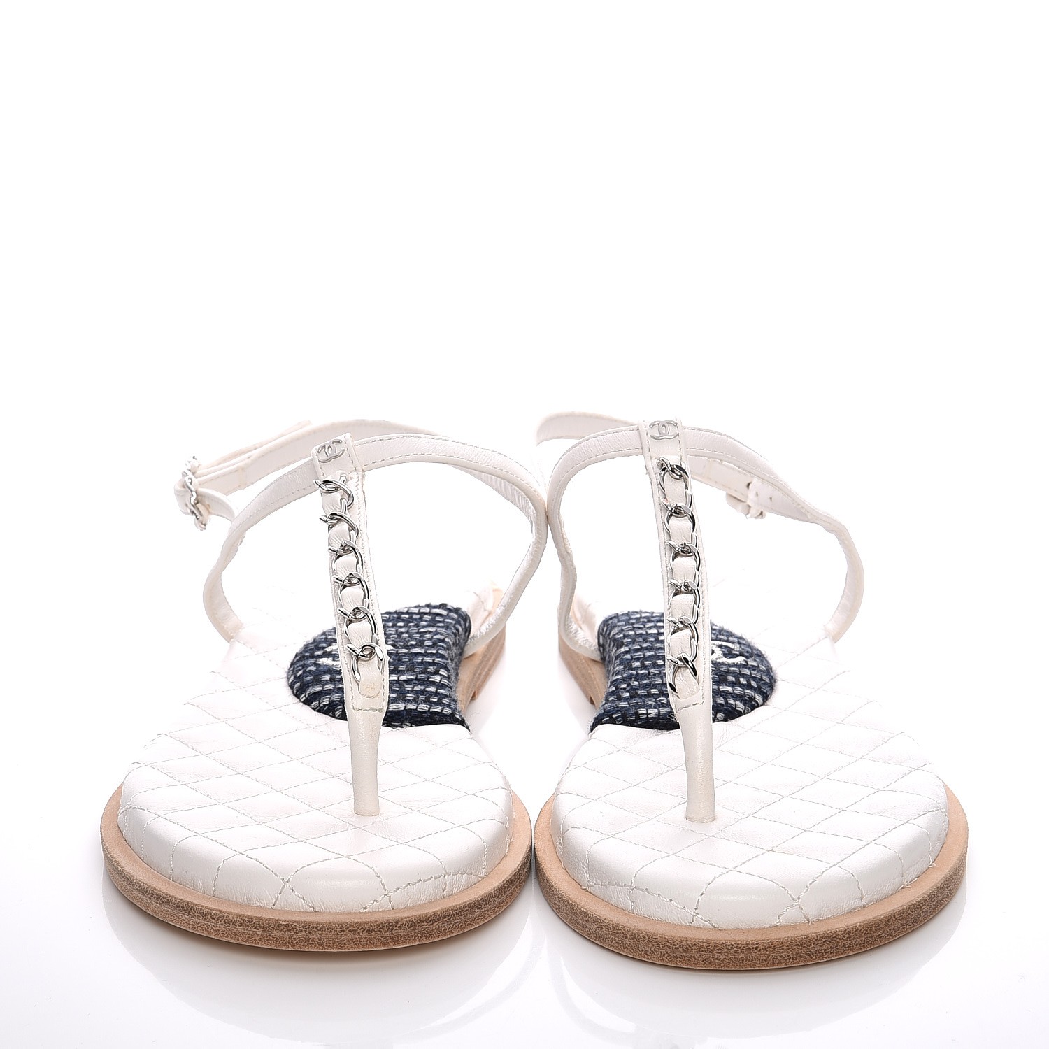 chanel lambskin white sandals