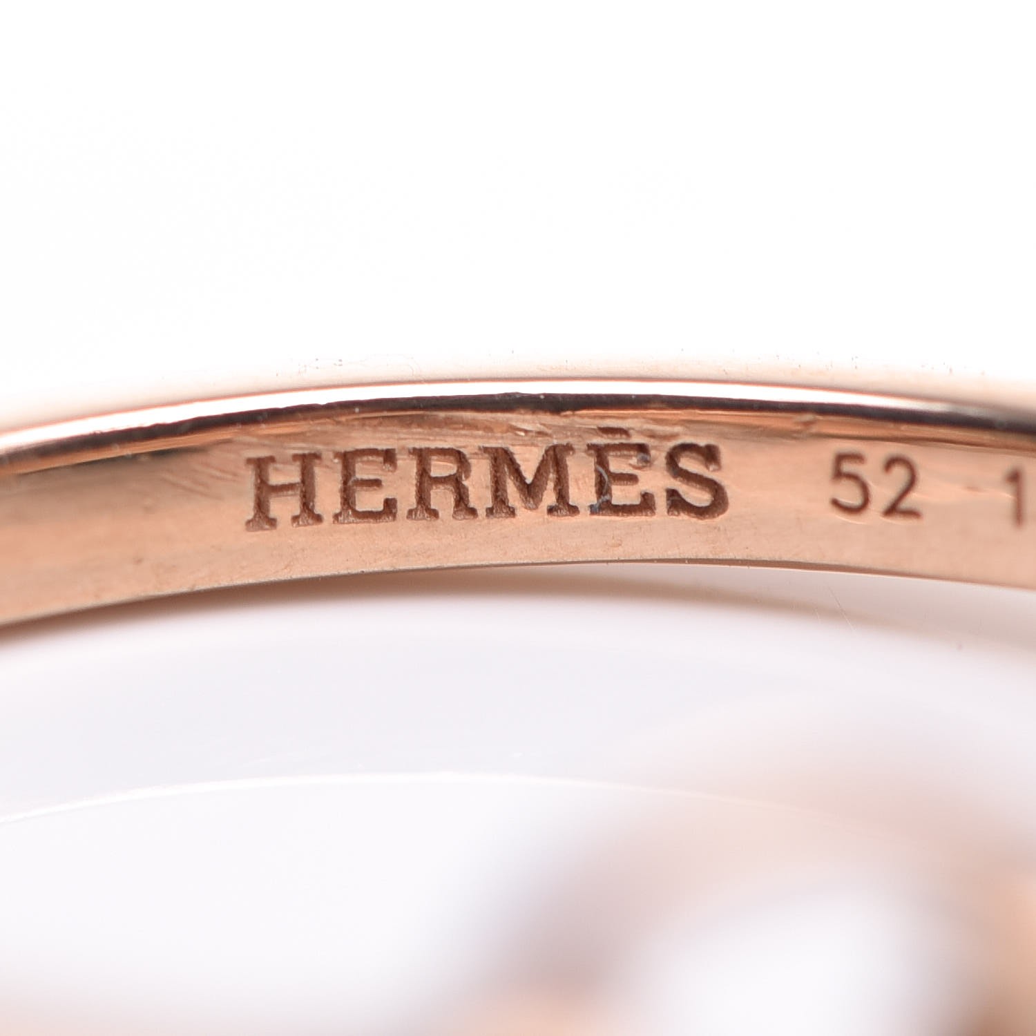 HERMES 18K Rose Gold Diamond TPM Galop Ring 52 6 323474